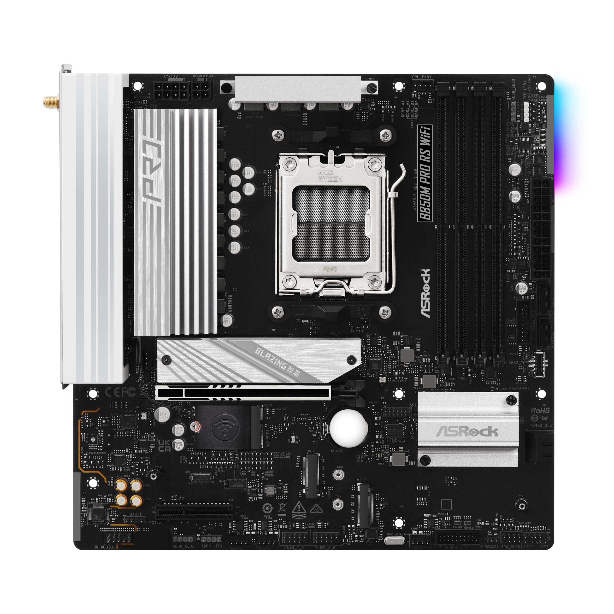 ASROCK B850M Pro RS WiFi motherboard, socket AM5, AMD B850, Micro-ATX, DDR5