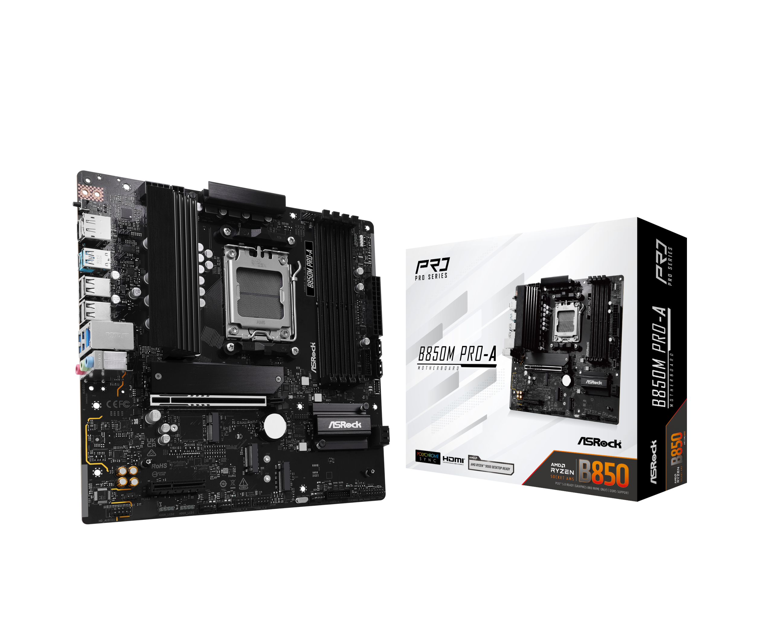 ASROCK B850M Pro-A motherboard, socket AM5, AMD B850, Micro-ATX, DDR5 : image 1