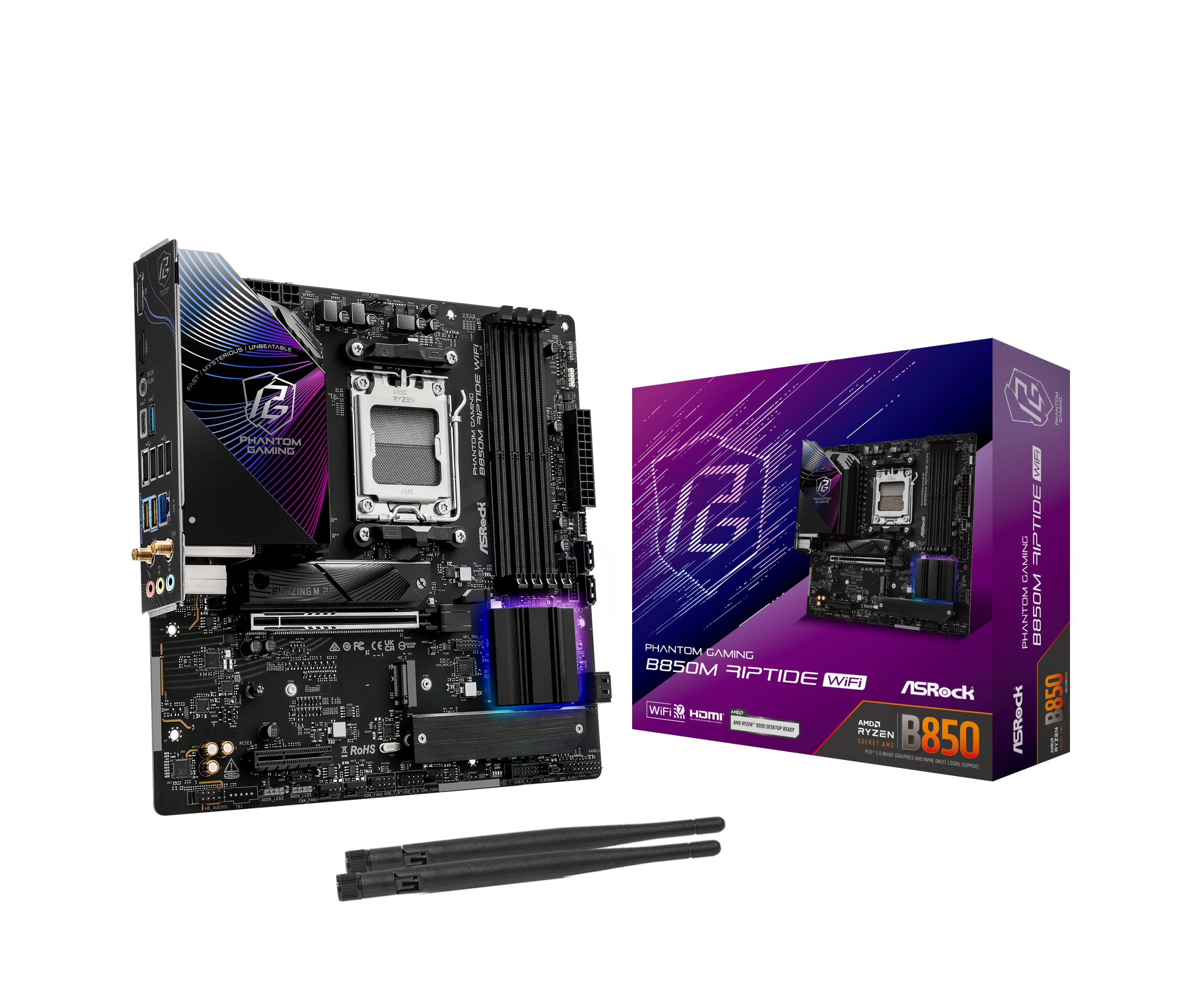 ASROCK B850M Riptide Wifi motherboard, socket AM5, AMD B850, Micro-ATX, DDR5