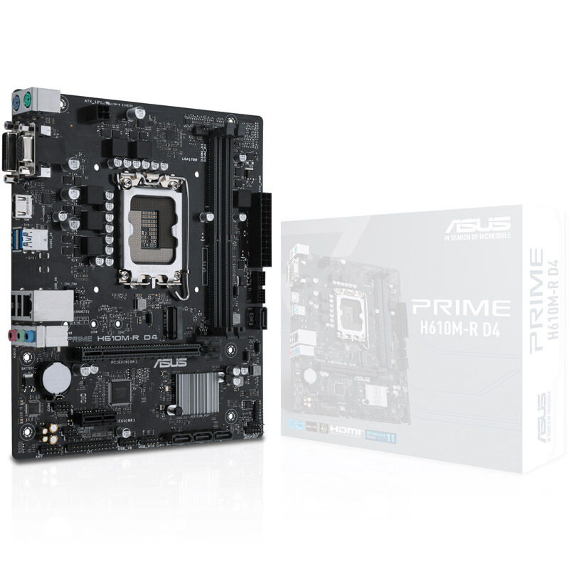ASUS Prime H610M-R D4-SI, Intel H610 motherboard, Socket 1700, DDR4