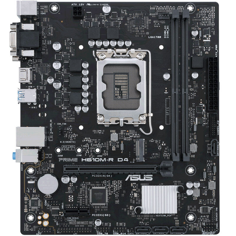 ASUS Prime H610M-R D4-SI, Intel H610 motherboard, Socket 1700, DDR4