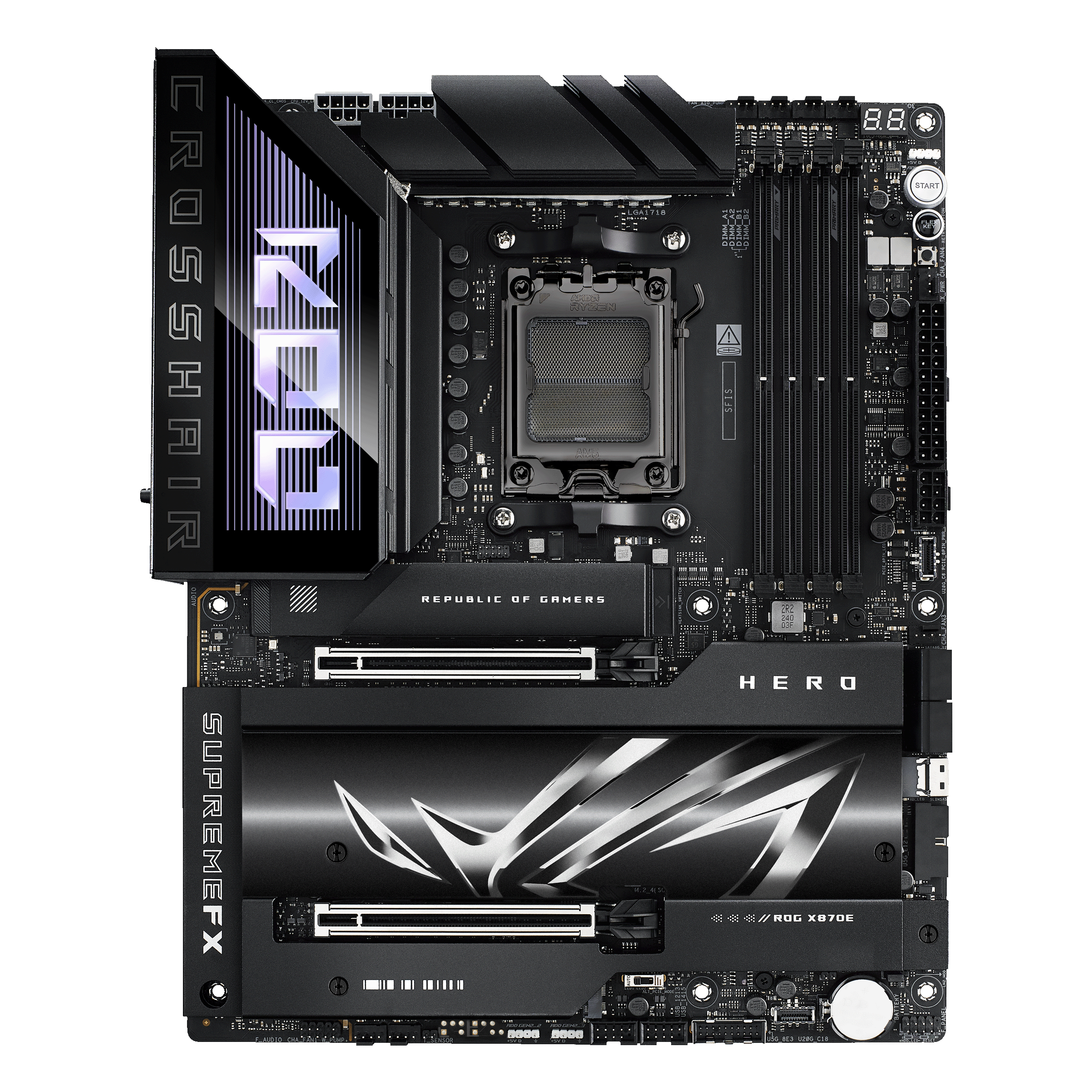 ASUS ROG Crosshair X870E Hero motherboard, AMD X870E, socket AM5, DDR5