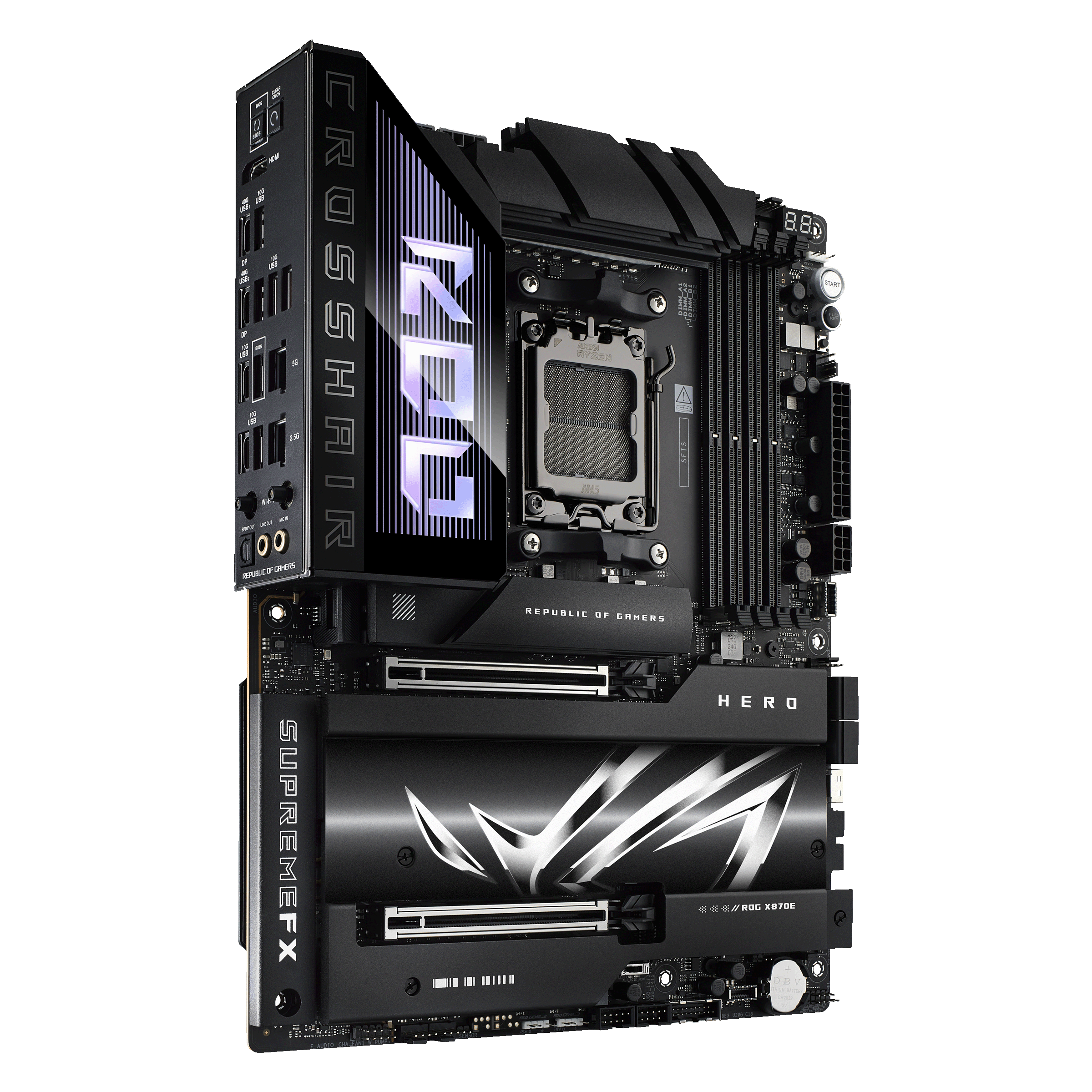 ASUS ROG Crosshair X870E Hero motherboard, AMD X870E, socket AM5, DDR5