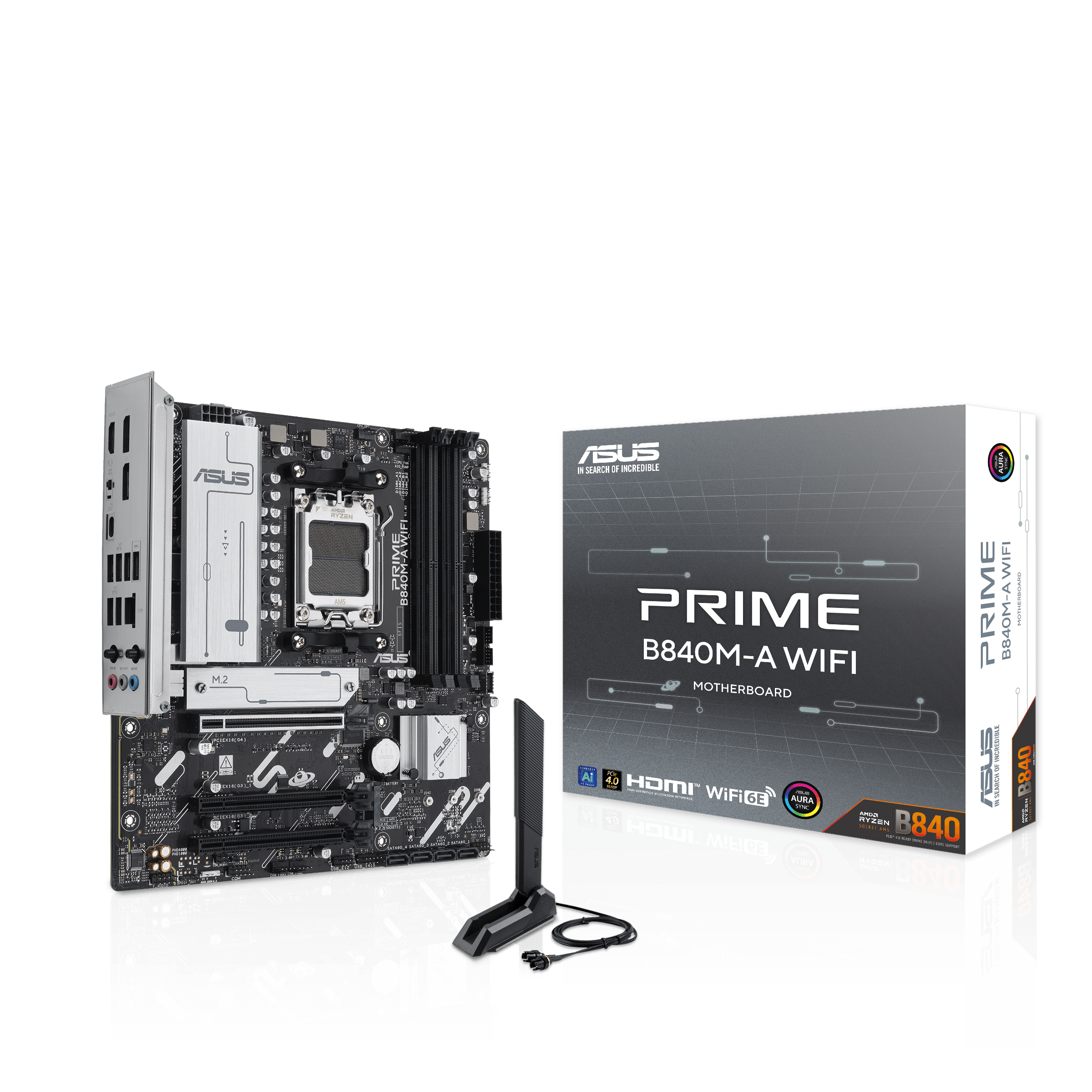 ASUS PRIME B840M-A WiFi motherboard, socket AM5, AMD B840, Micro-ATX, DDR5