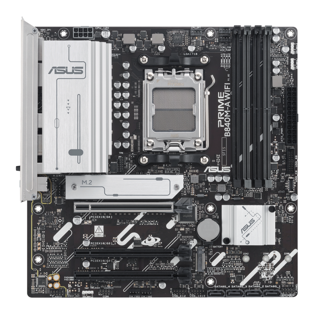 ASUS PRIME B840M-A WiFi motherboard, socket AM5, AMD B840, Micro-ATX, DDR5