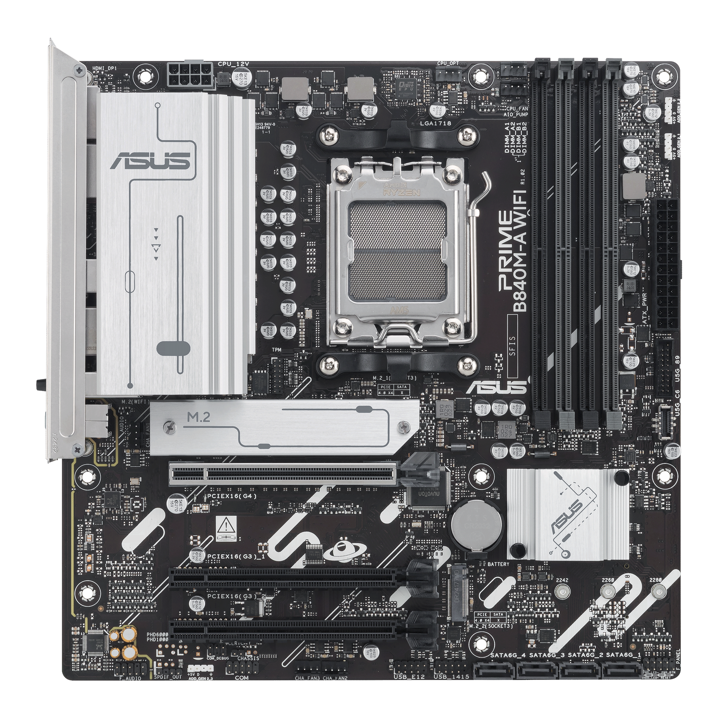 ASUS PRIME B840M-A WiFi motherboard, socket AM5, AMD B840, Micro-ATX, DDR5