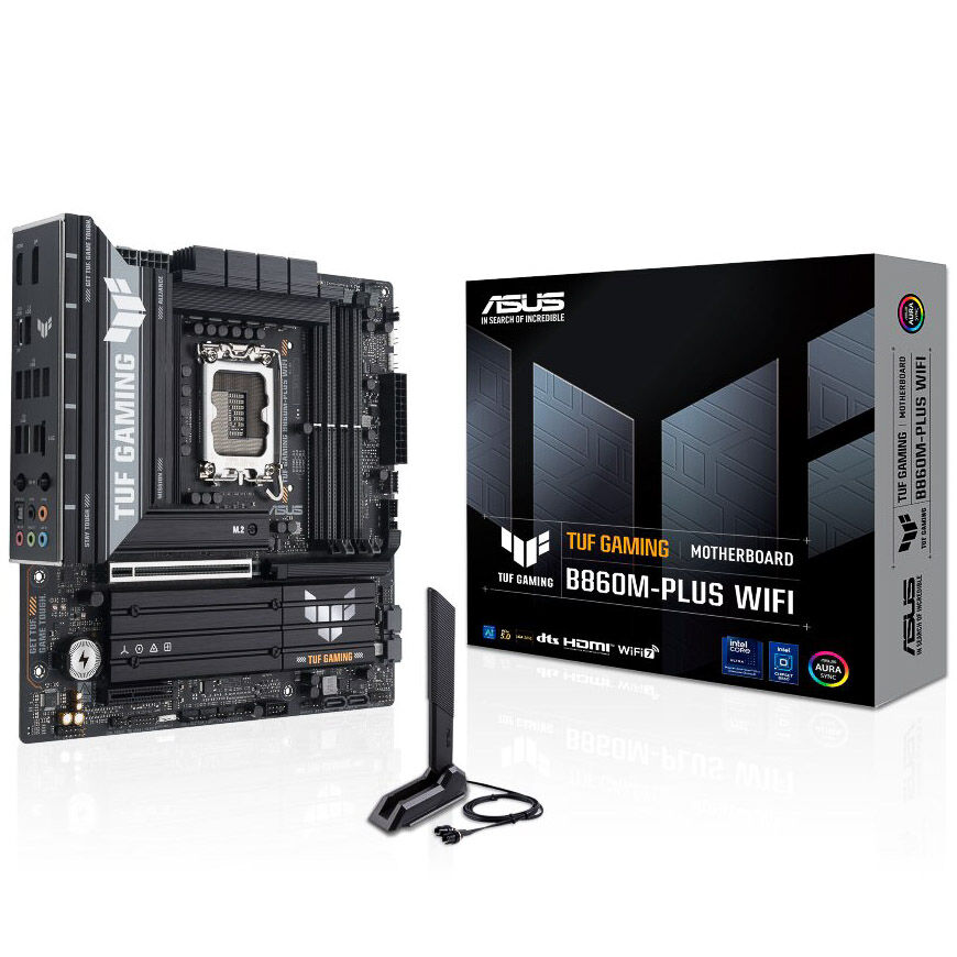 ASUS TUF Gaming B860M-Plus WiFi motherboard, LGA 1851, Intel B860, mATX, DDR5