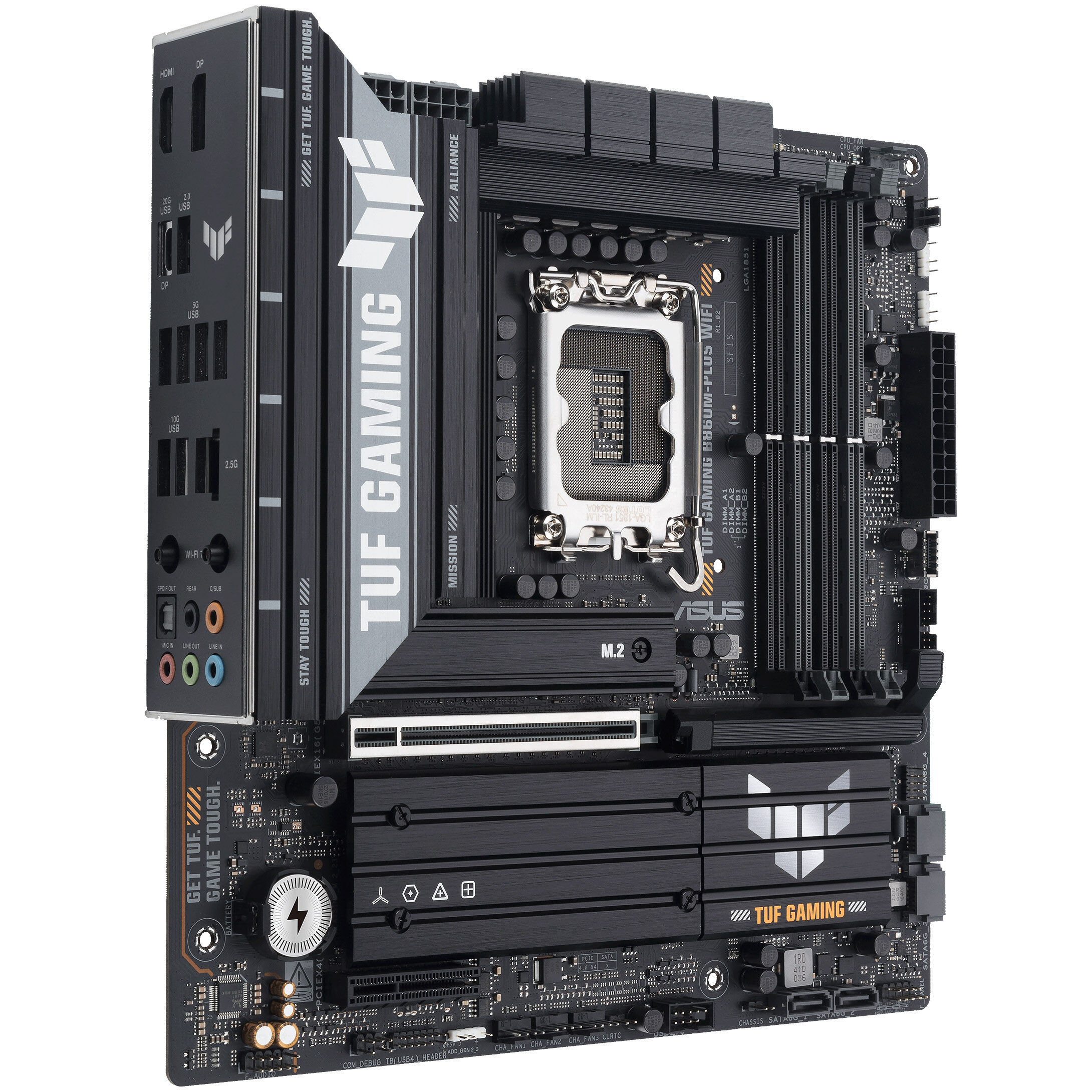 ASUS TUF Gaming B860M-Plus WiFi motherboard, LGA 1851, Intel B860, mATX, DDR5