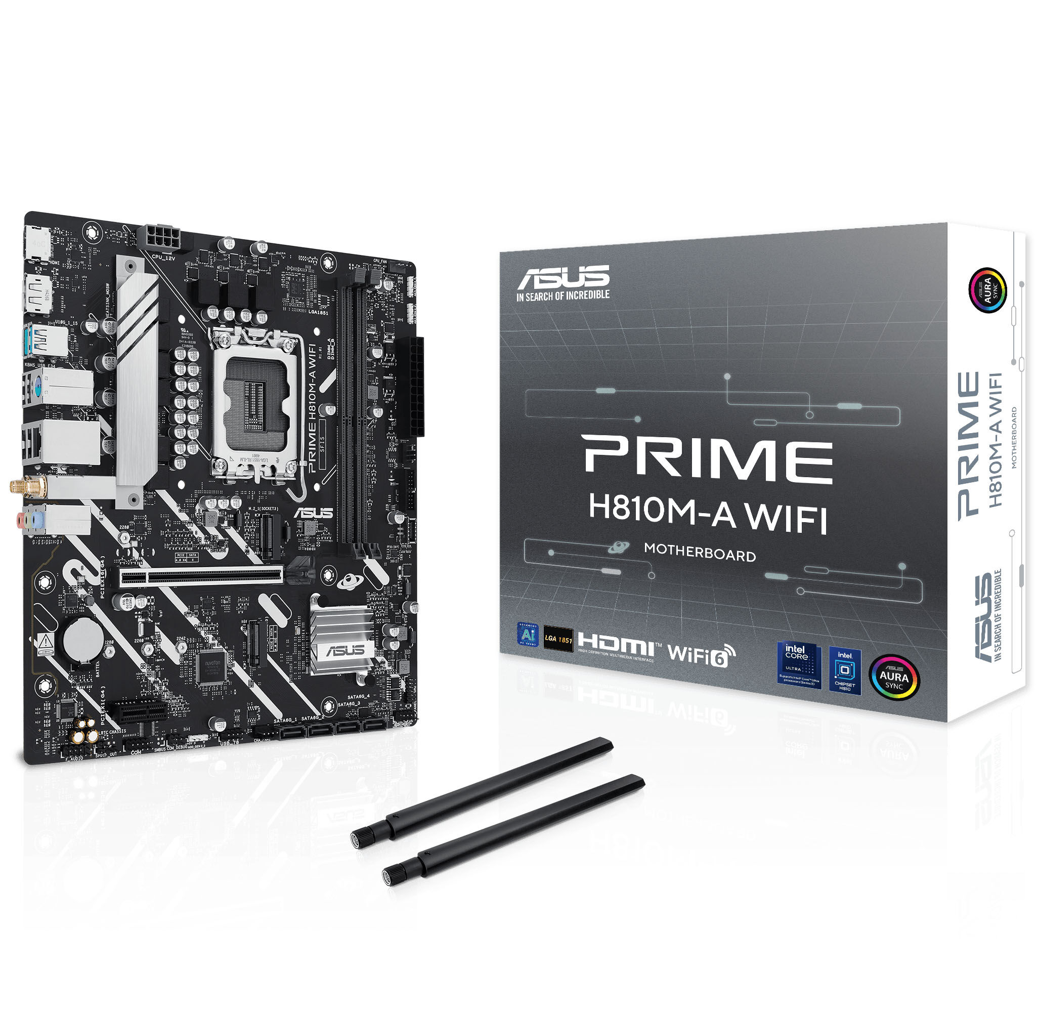 ASUS Prime B810M-A WiFi motherboard, socket LGA 1851, Intel H810, mATX, DDR5 : image 1