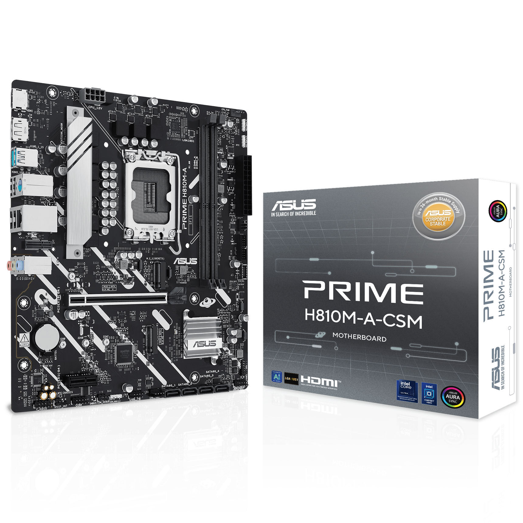 ASUS Prime B810M-A-CSM motherboard, socket LGA 1851, Intel H810, mATX, DDR5