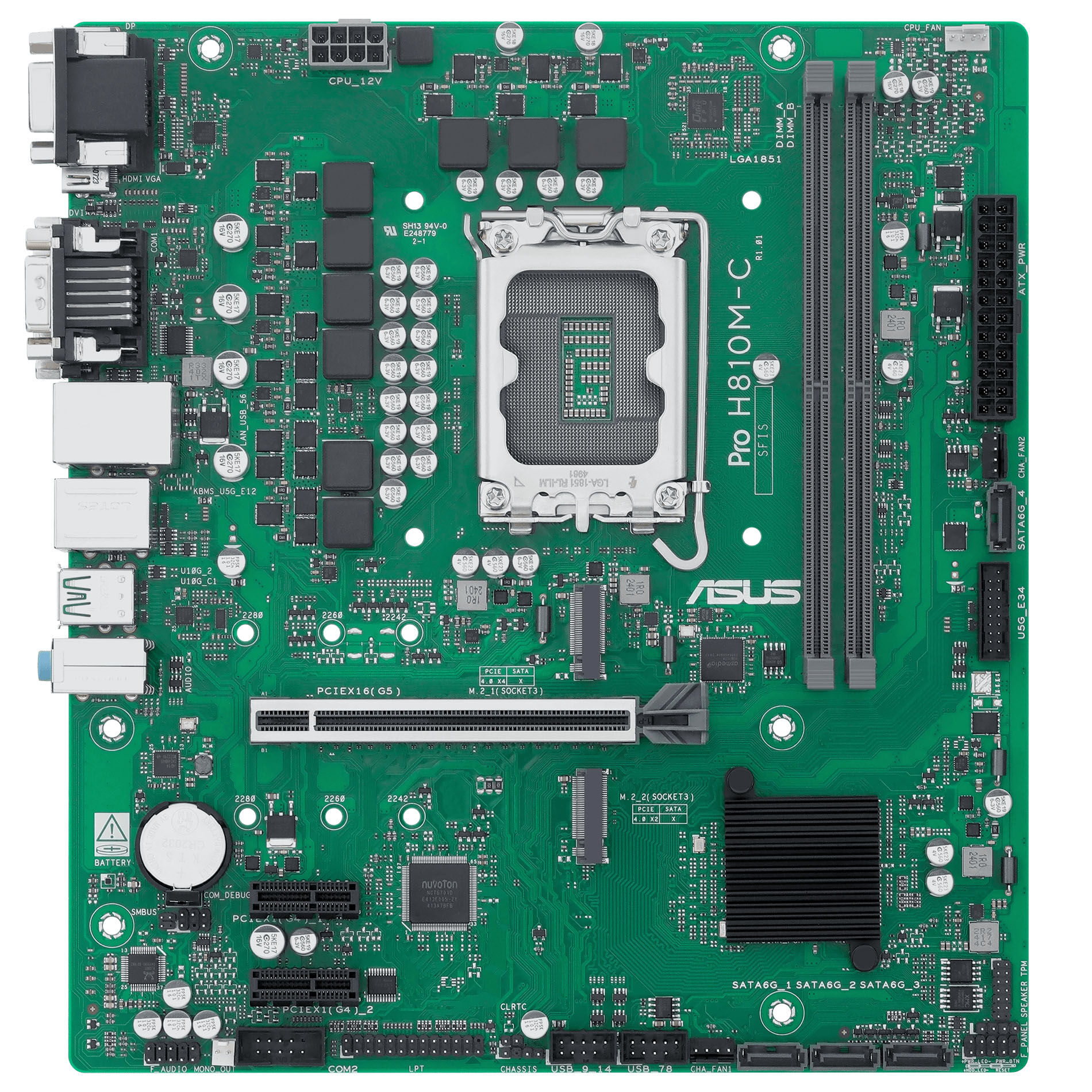 ASUS Pro B810M-C-CSM motherboard, socket LGA 1851, Intel H810, mATX, DDR5