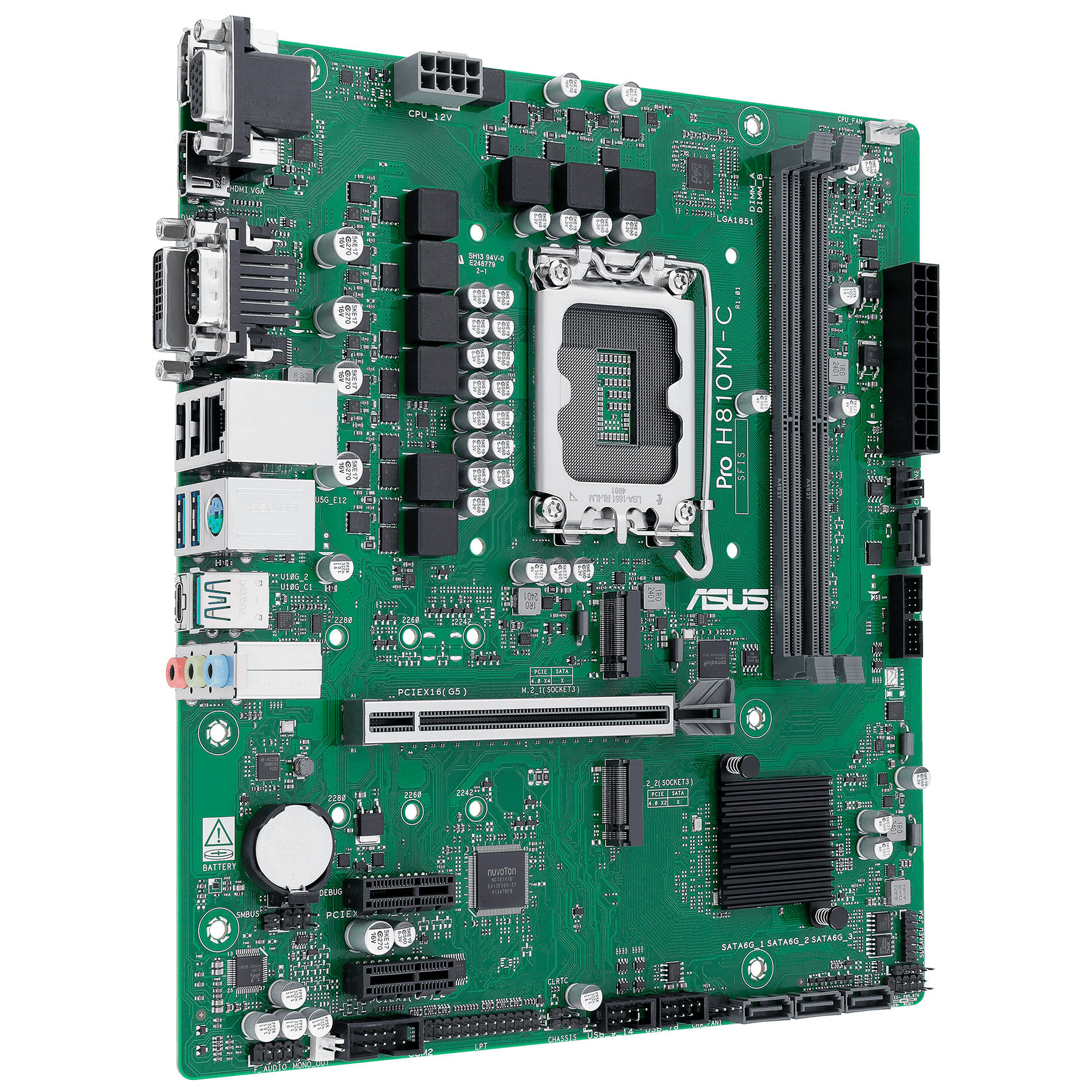 ASUS Pro B810M-C-CSM motherboard, socket LGA 1851, Intel H810, mATX, DDR5