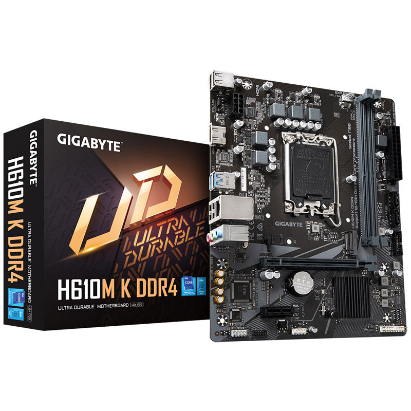 Gigabyte H610M K DDR4 motherboard, Socket 1700, Intel H610, Micro-ATX, DDR4 : image 1