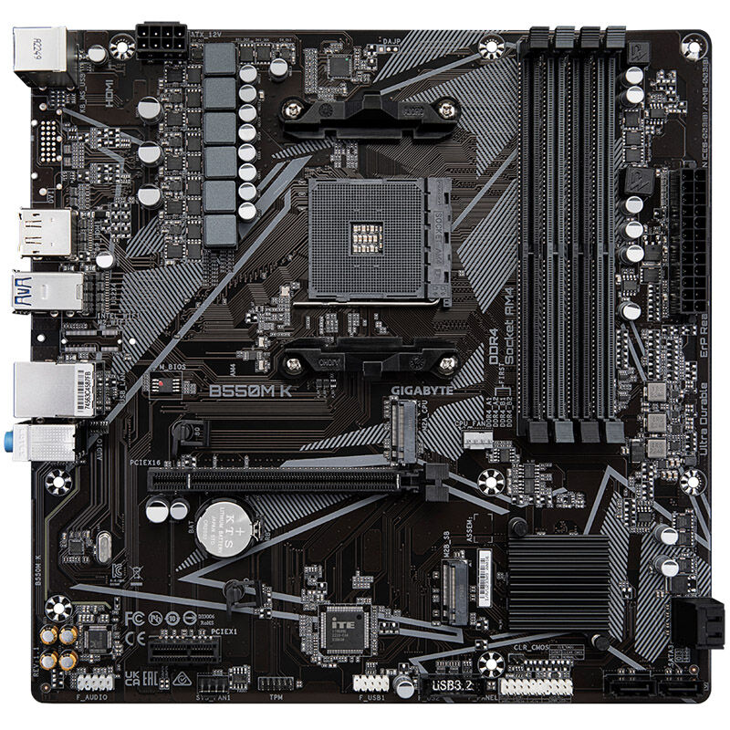 Gigabyte B550M K motherboard, socket AM4, AMD B550, Micro-ATX, DDR4