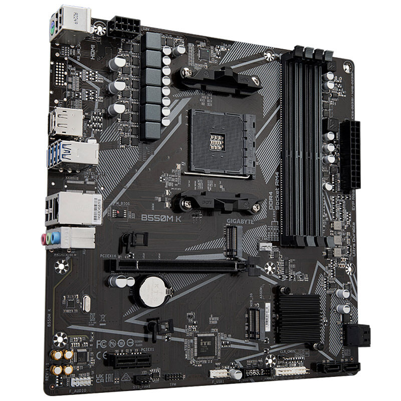 Gigabyte B550M K motherboard, socket AM4, AMD B550, Micro-ATX, DDR4