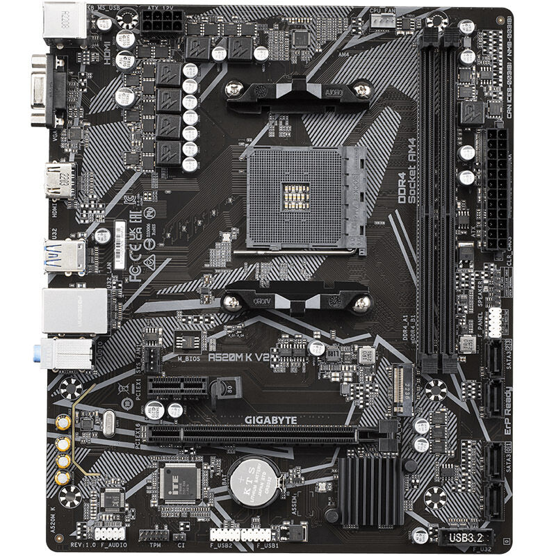 Gigabyte A520M K V2 motherboard, socket AM4, AMD A520, Micro-ATX, DDR4