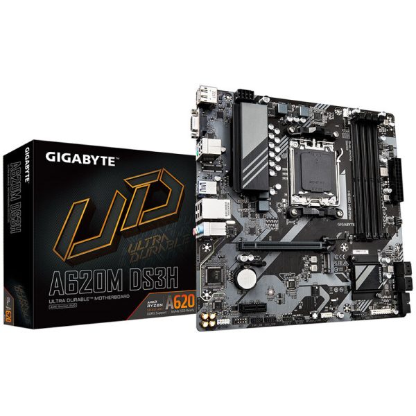 Gigabyte A620M DS3H motherboard, Socket AM5, AMD A620, Micro-ATX, DDR5