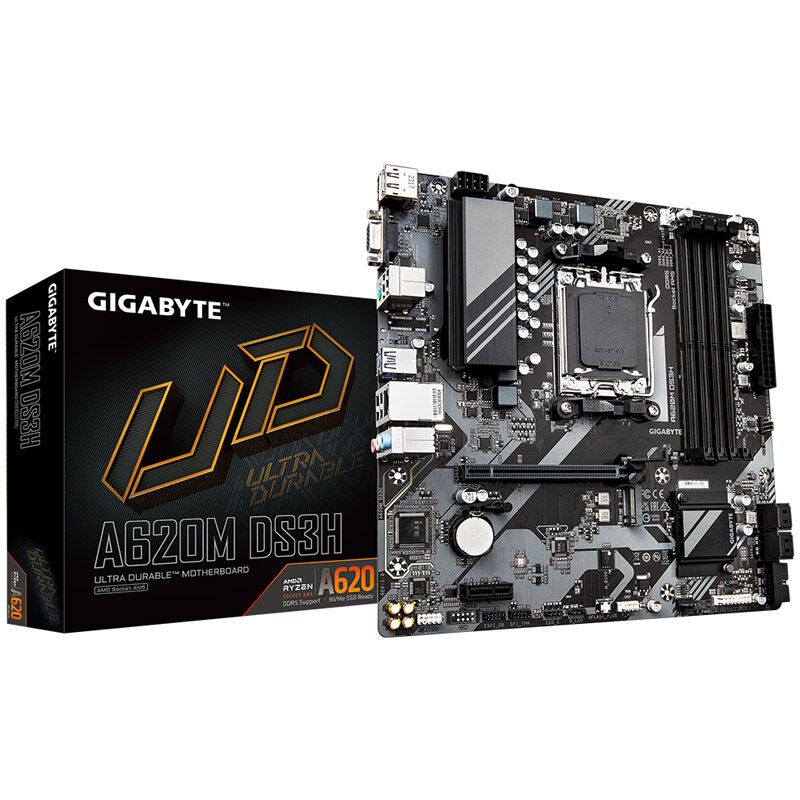 Gigabyte A620M DS3H motherboard, Socket AM5, AMD A620, Micro-ATX, DDR5