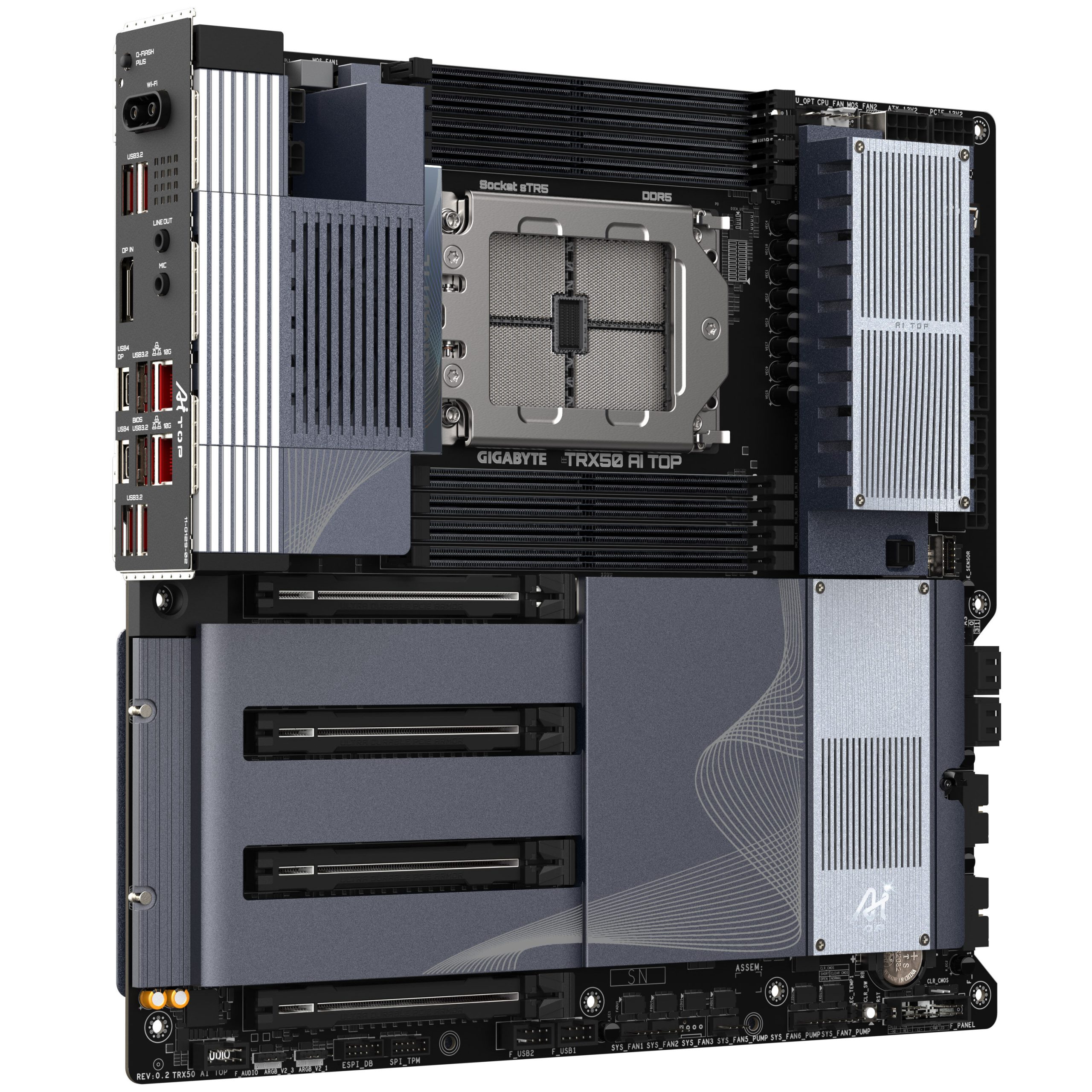 Gigabyte TRX50 AI Top Motherboard, Socket sTR5, AMD TRX50, E-ATX - DDR5