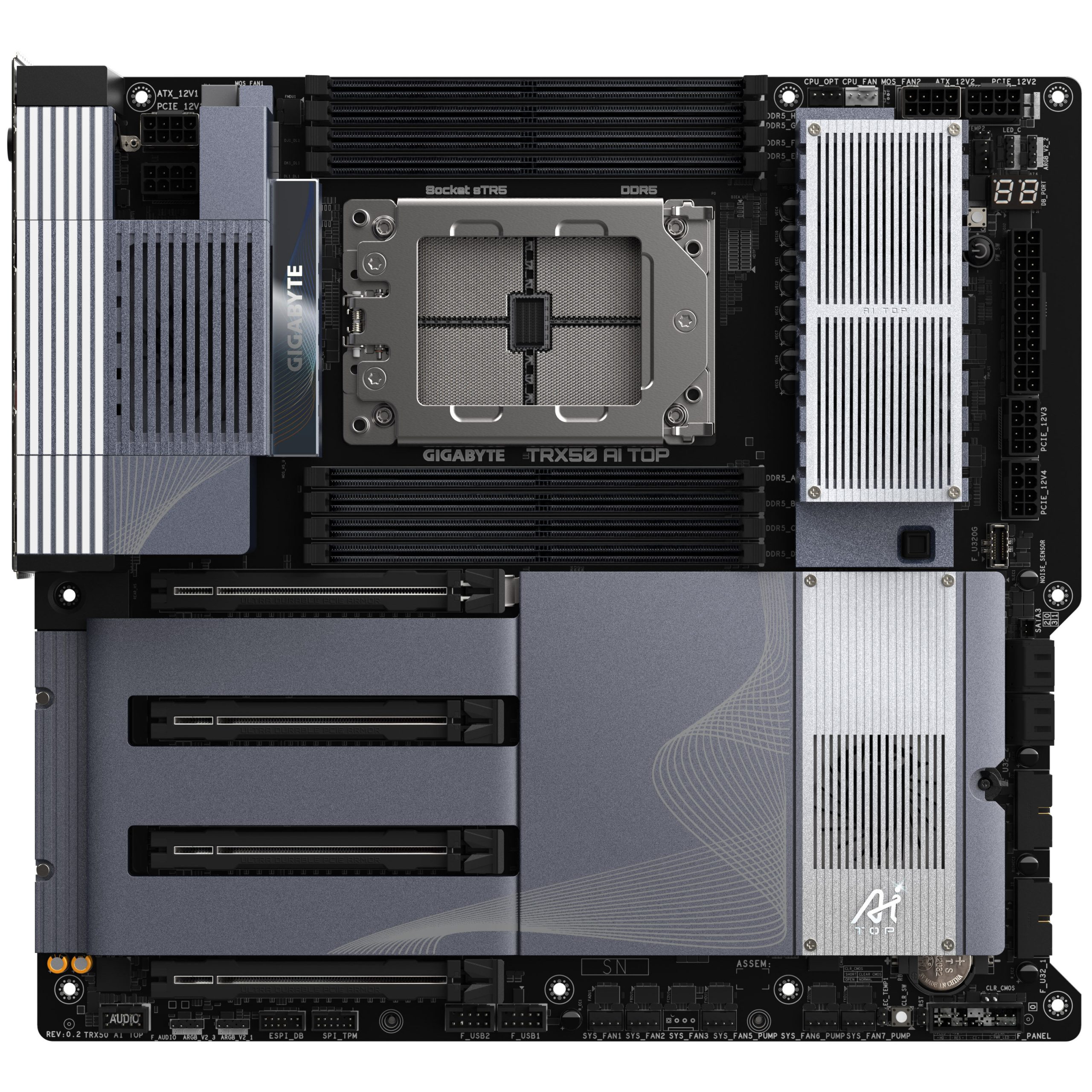 Gigabyte TRX50 AI Top Motherboard, Socket sTR5, AMD TRX50, E-ATX - DDR5