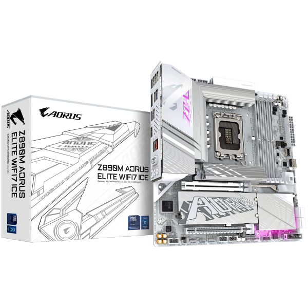 Gigabyte Z890M Aorus Elite WIFI7 ICE motherboard, socket LGA 1851, Intel Z890, mATX, DDR5