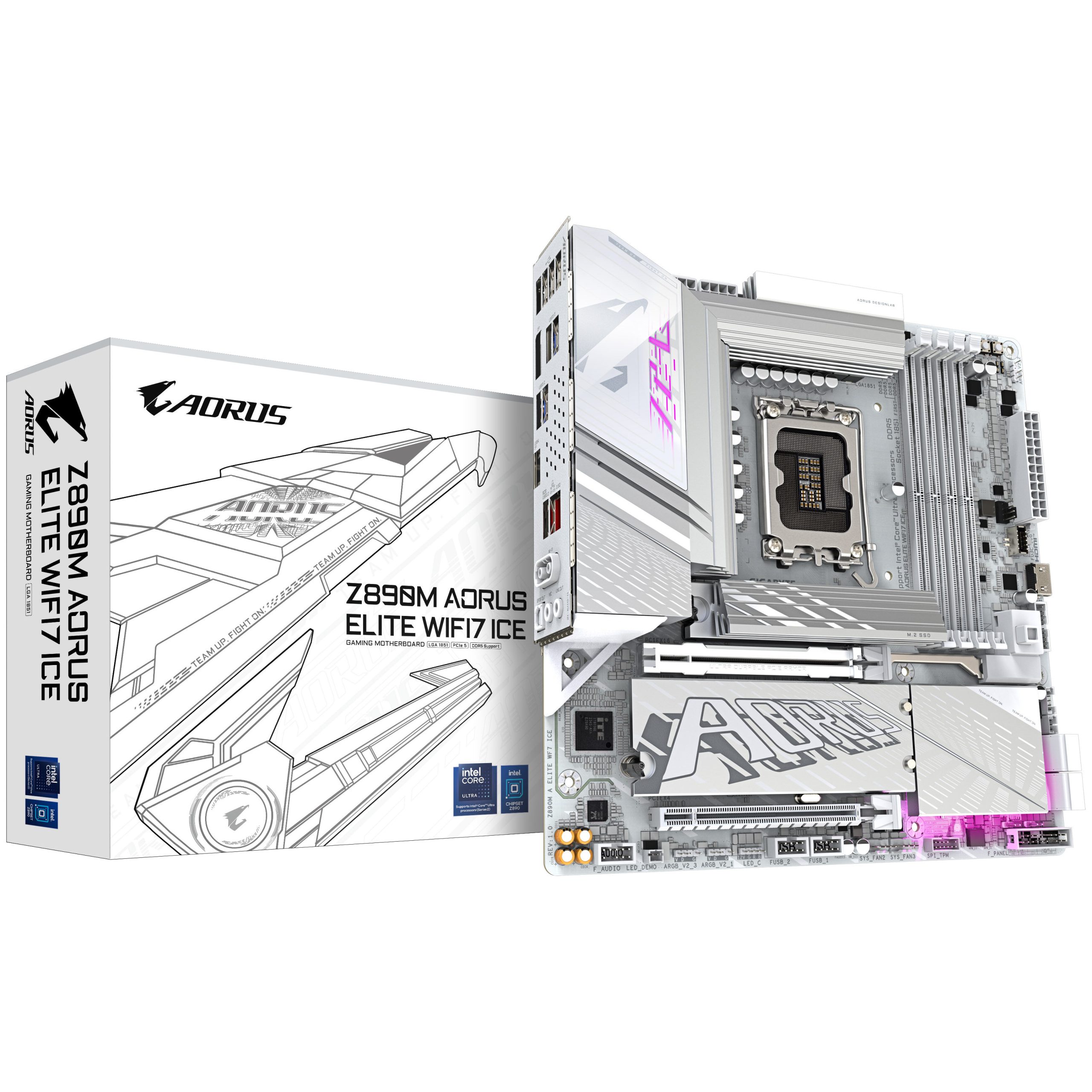 Gigabyte Z890M Aorus Elite WIFI7 ICE motherboard, socket LGA 1851, Intel Z890, mATX, DDR5