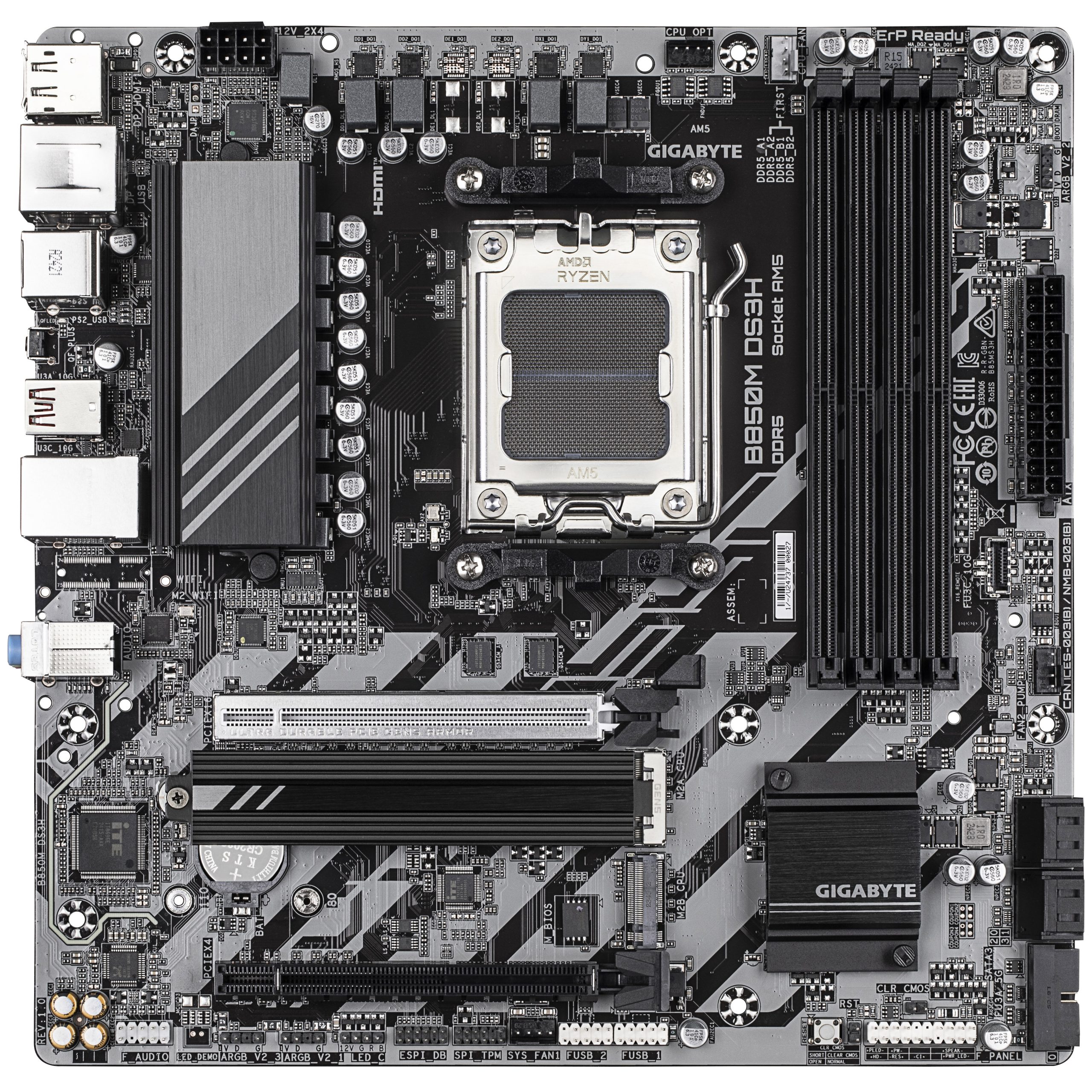 Gigabyte B850M DS3H motherboard, socket AM5, AMD B850, mATX, DDR5