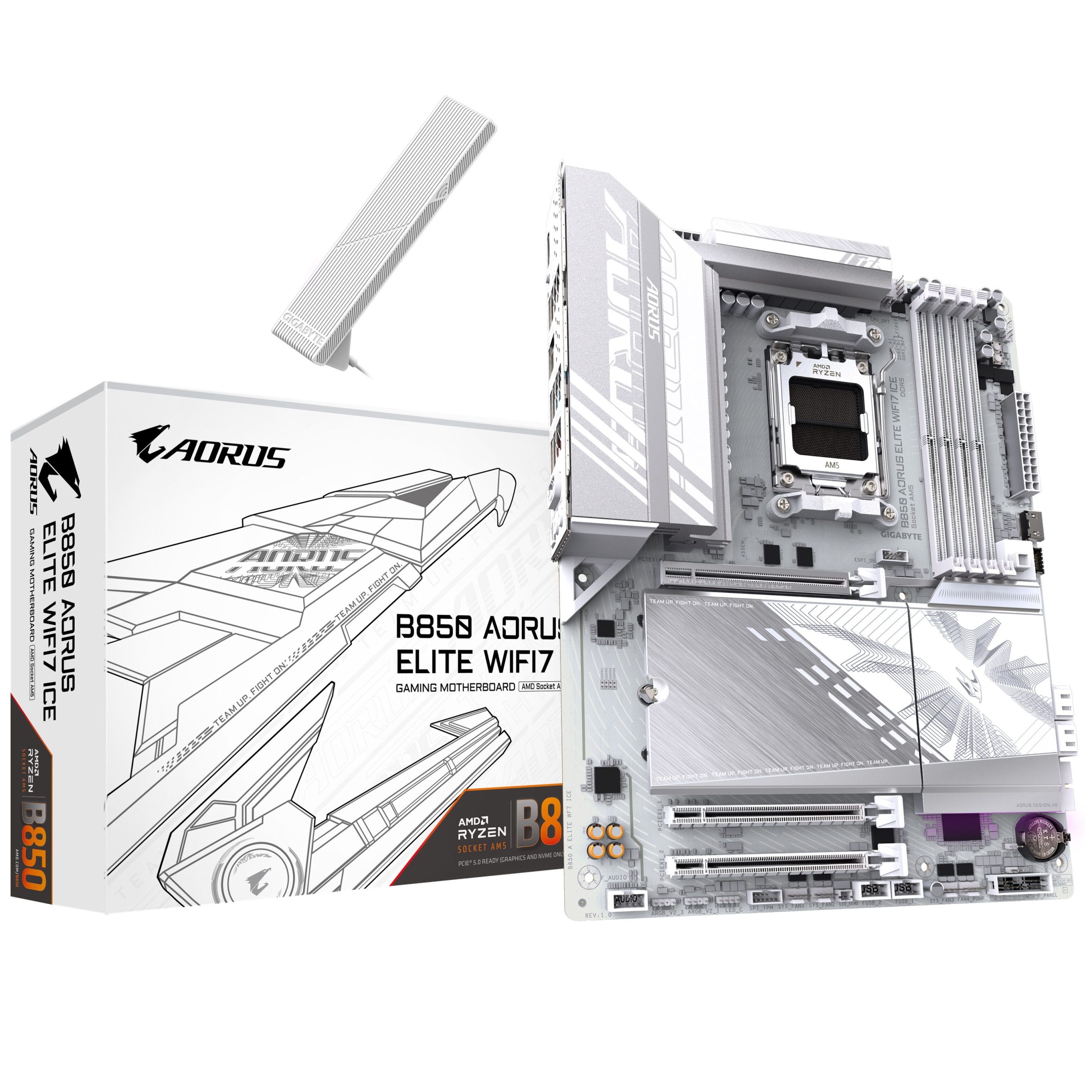 Gigabyte B850 Aorus Elite WiFi 7 ICE motherboard, socket AM5 (LGA 1718), AMD B850, ATX, DDR5 : image 1
