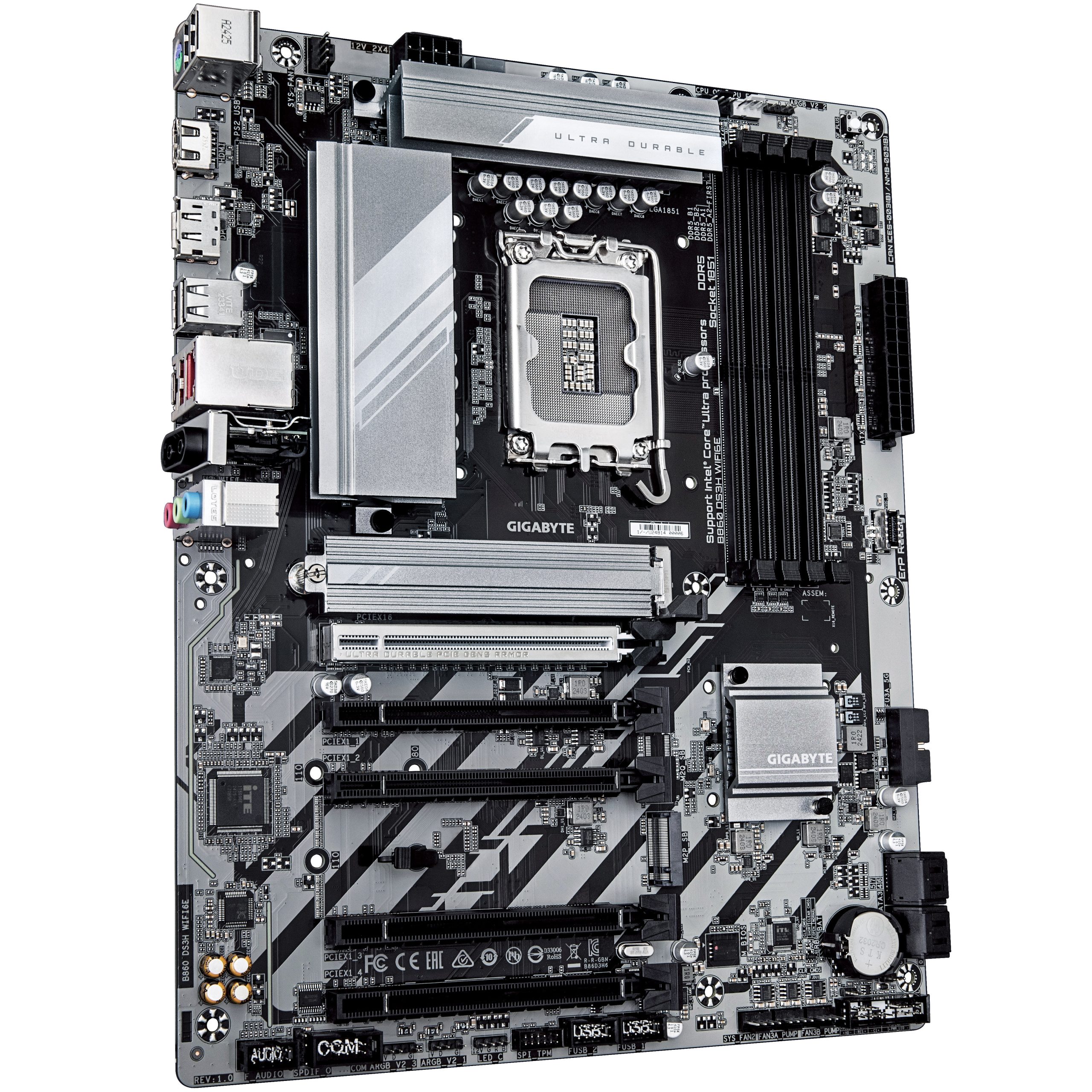 Gigabyte B860 DS3H WiFi6E motherboard, socket LGA 1851, Intel B860, ATX, DDR5 : image 2