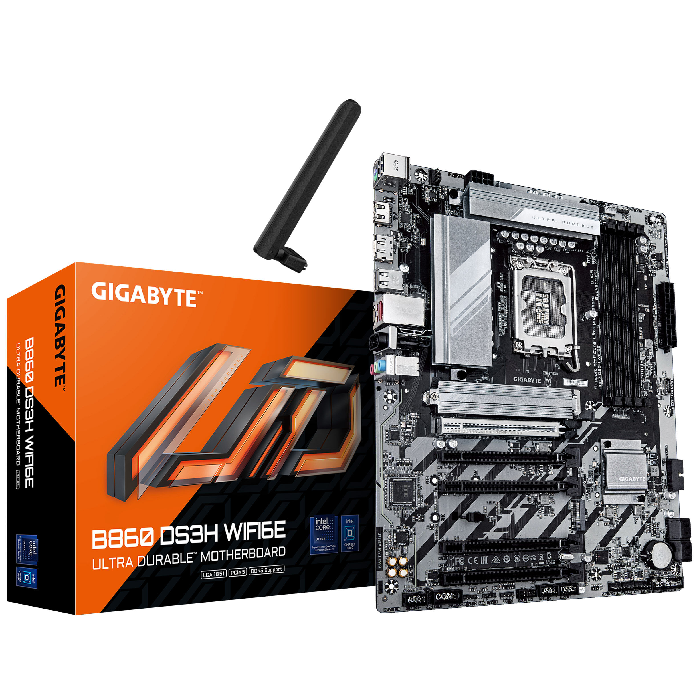 Gigabyte B860 DS3H WiFi6E motherboard, socket LGA 1851, Intel B860, ATX, DDR5 : image 1