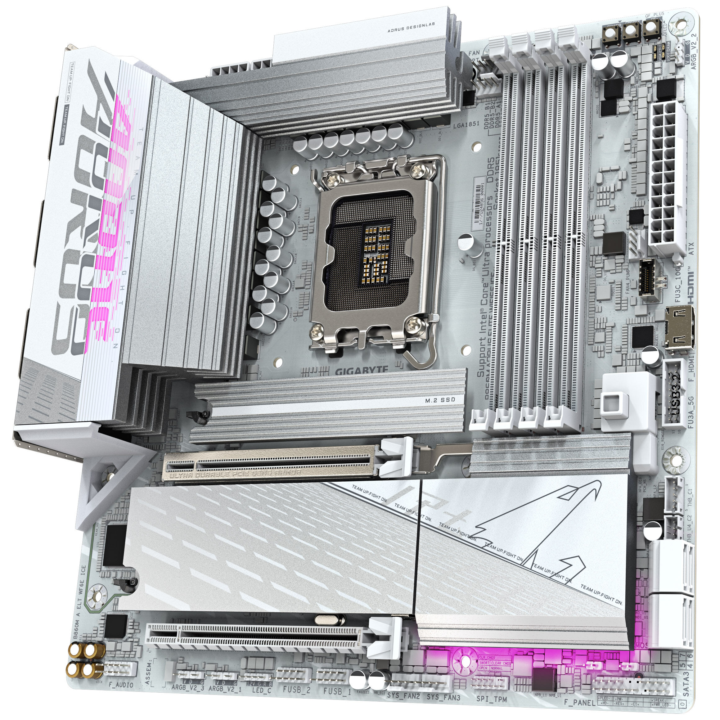 Gigabyte B860M Aorus Elite WiFi6E ICE motherboard, Socket 1851, Intel B860, mATX, DDR5