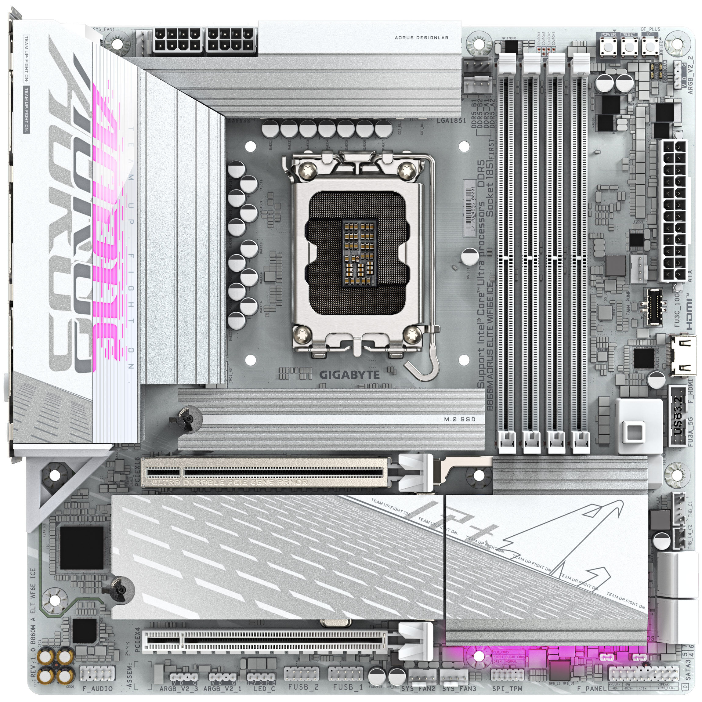 Gigabyte B860M Aorus Elite WiFi6E ICE motherboard, Socket 1851, Intel B860, mATX, DDR5
