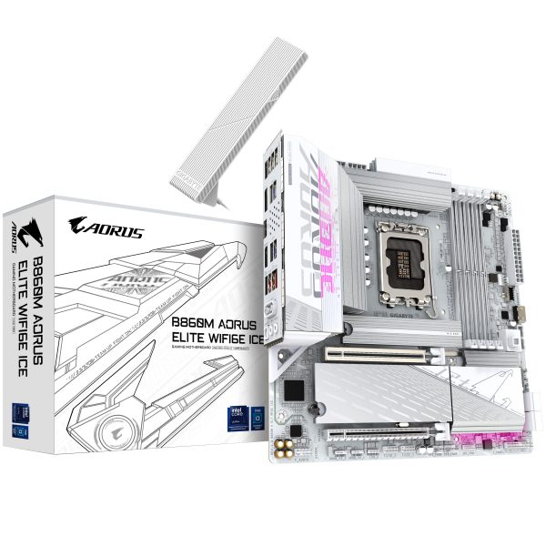 Gigabyte B860M Aorus Elite WiFi6E ICE motherboard, Socket 1851, Intel B860, mATX, DDR5