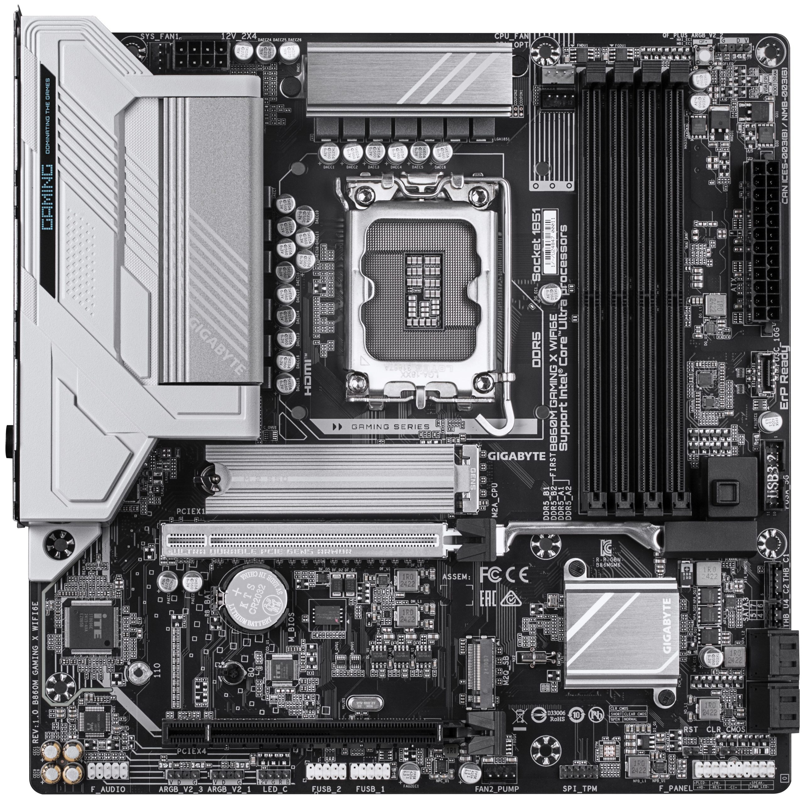 Gigabyte B860M Gaming X WiFi6E motherboard, Socket 1851, Intel B860, mATX, DDR5