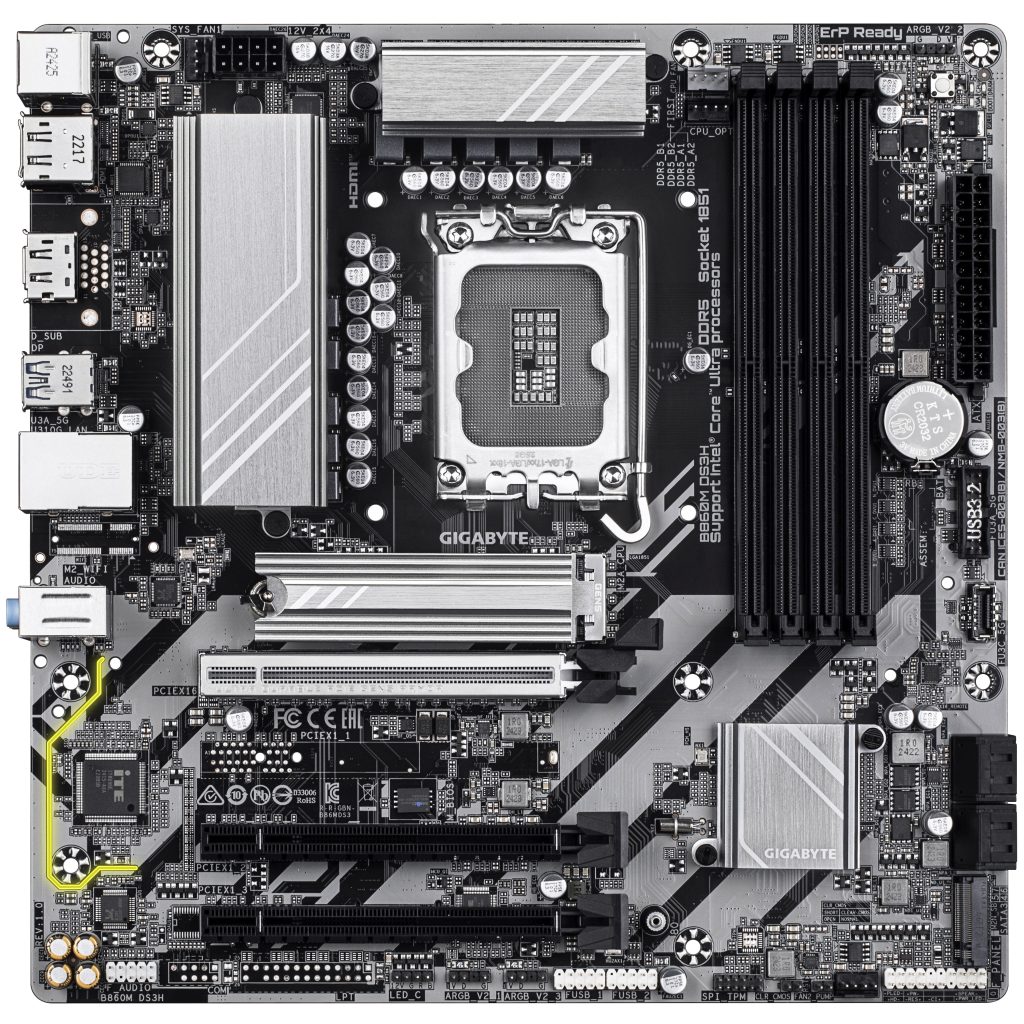 Gigabyte B860M DS3H motherboard, Socket 1851, Intel B860, mATX, DDR5