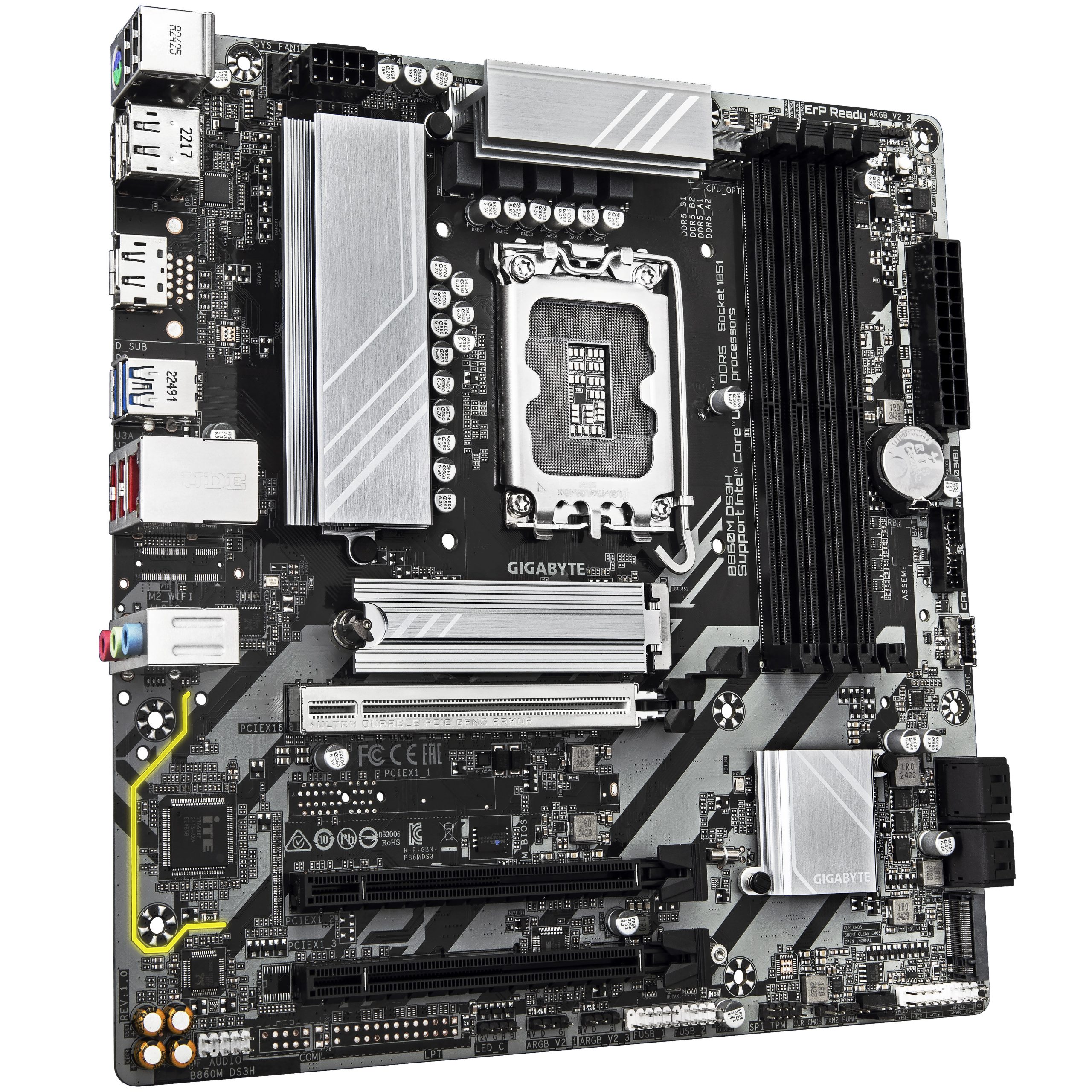 Gigabyte B860M DS3H motherboard, Socket 1851, Intel B860, mATX, DDR5