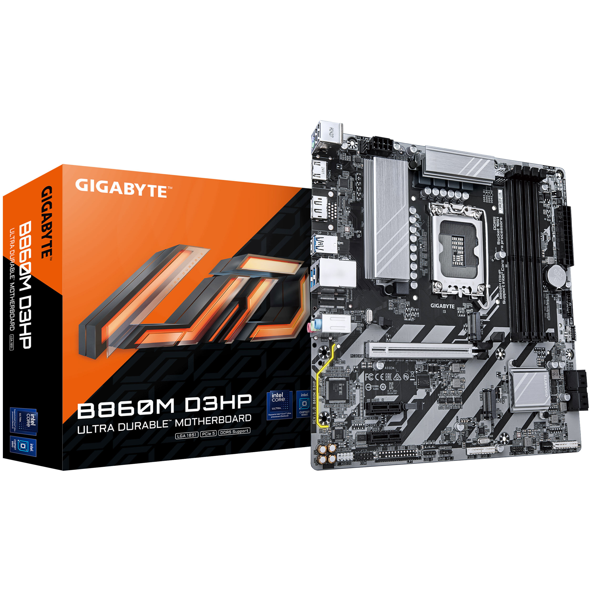 Gigabyte B860M D3HP motherboard, Socket 1851, Intel B860, mATX, DDR5