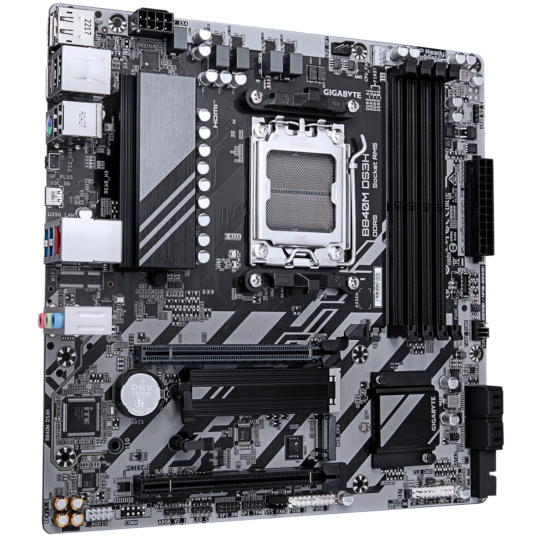 Gigabyte B840M DS3H motherboard, Socket AM5, AMD B840, Micro-ATX, DDR5