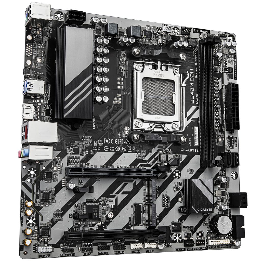 Gigabyte B840M D2H motherboard, Socket AM5, AMD B840, Micro-ATX, DDR5