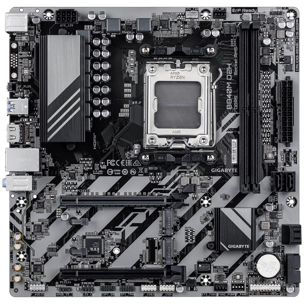 Gigabyte B840M D2H motherboard, Socket AM5, AMD B840, Micro-ATX, DDR5