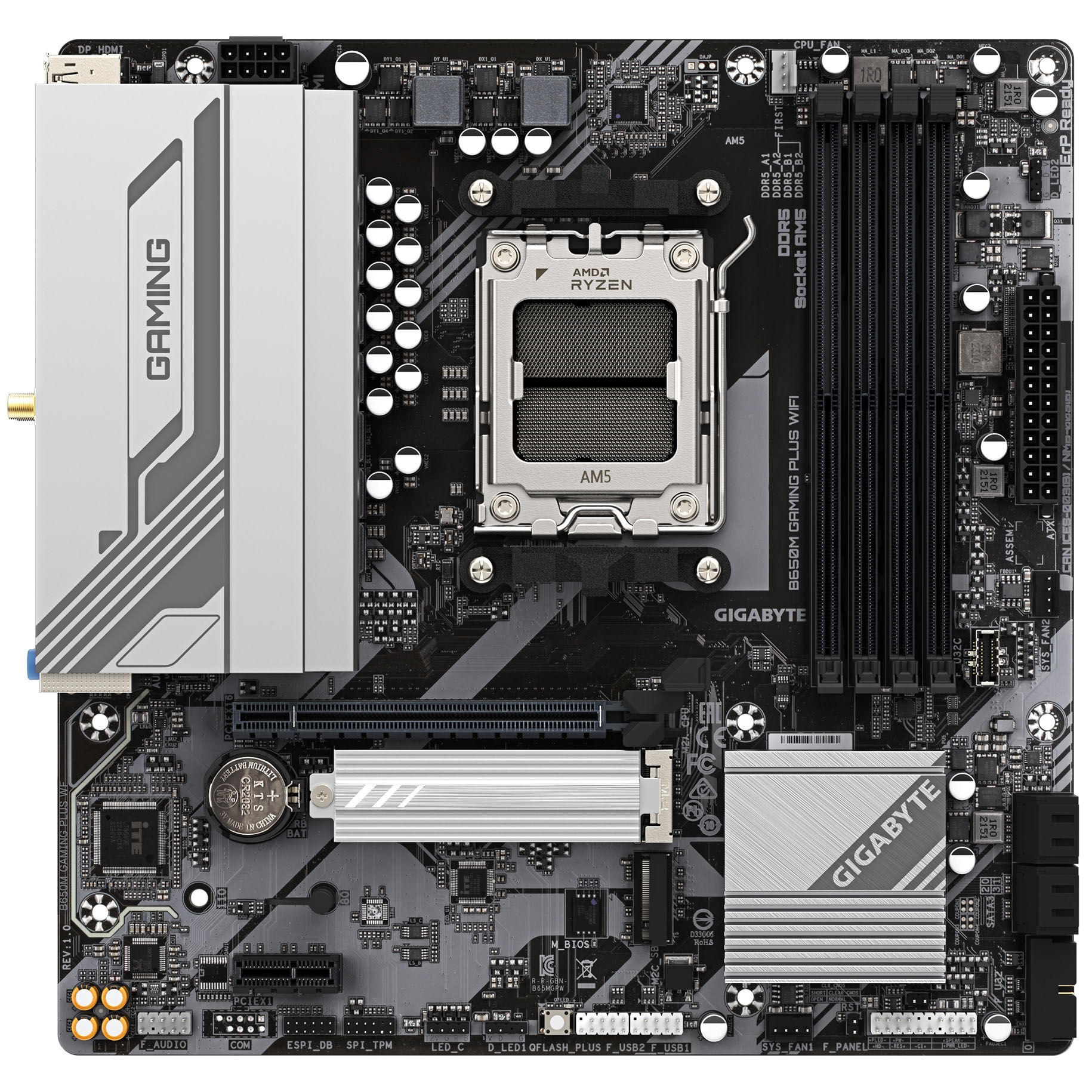 Gigabyte B650M Gaming Plus WiFi motherboard, Socket AM5, AMD B650, Micro-ATX, DDR5