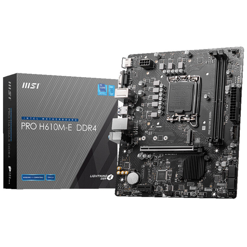 MSI Pro H610M-E DDR4, Socket LGA 1700, Intel H610, Micro-ATX - DDR4
