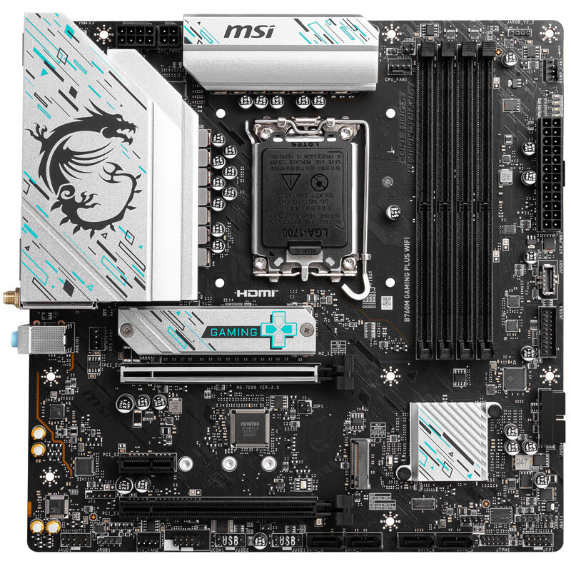 MSI B760M Gaming Plus WiFi, Socket LGA 1700, Intel B760M, Micro-ATX - DDR5