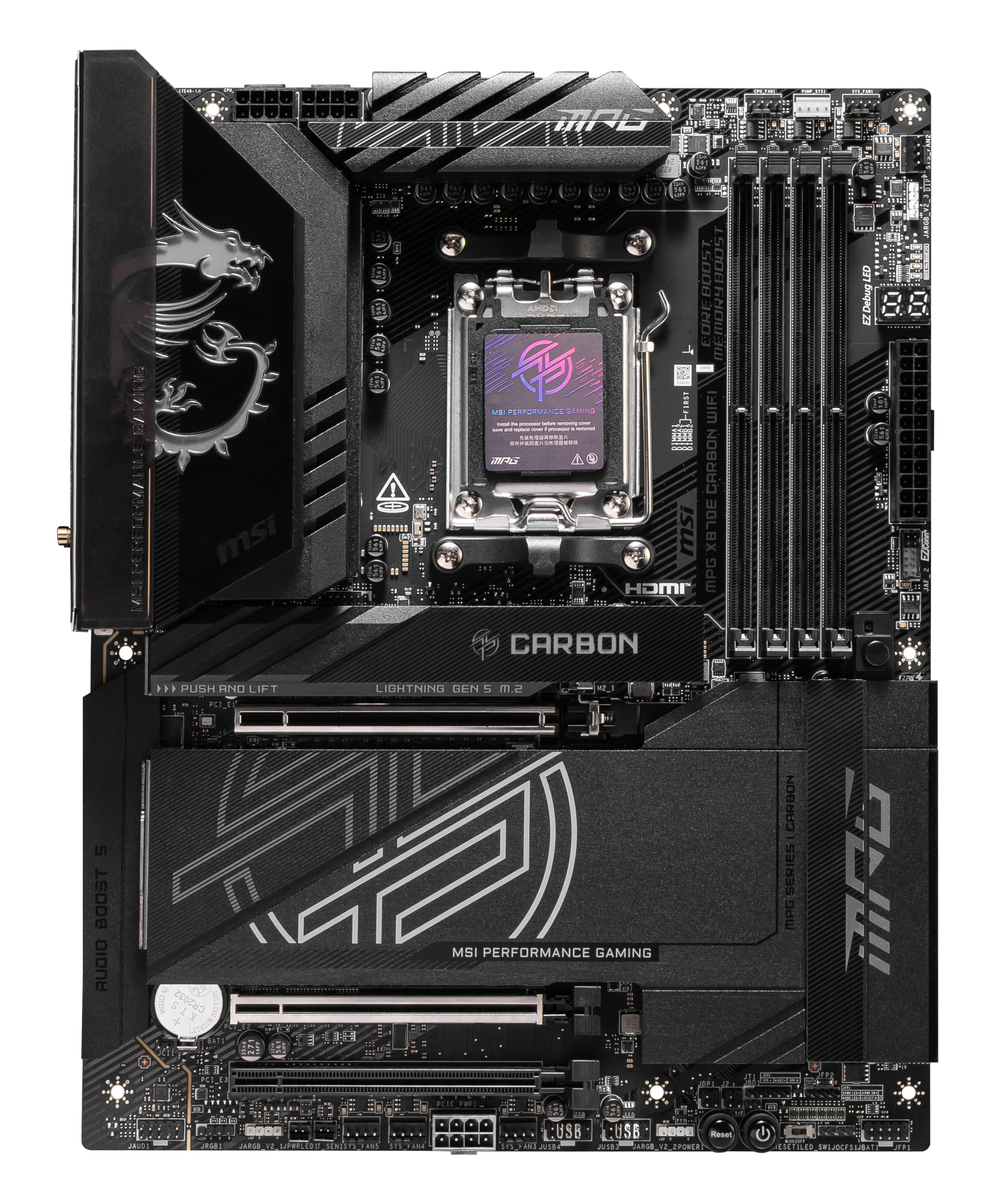 MSI MPG X870E Carbon WiFi motherboard, socket AM5, AMD X870E, ATX, DDR5