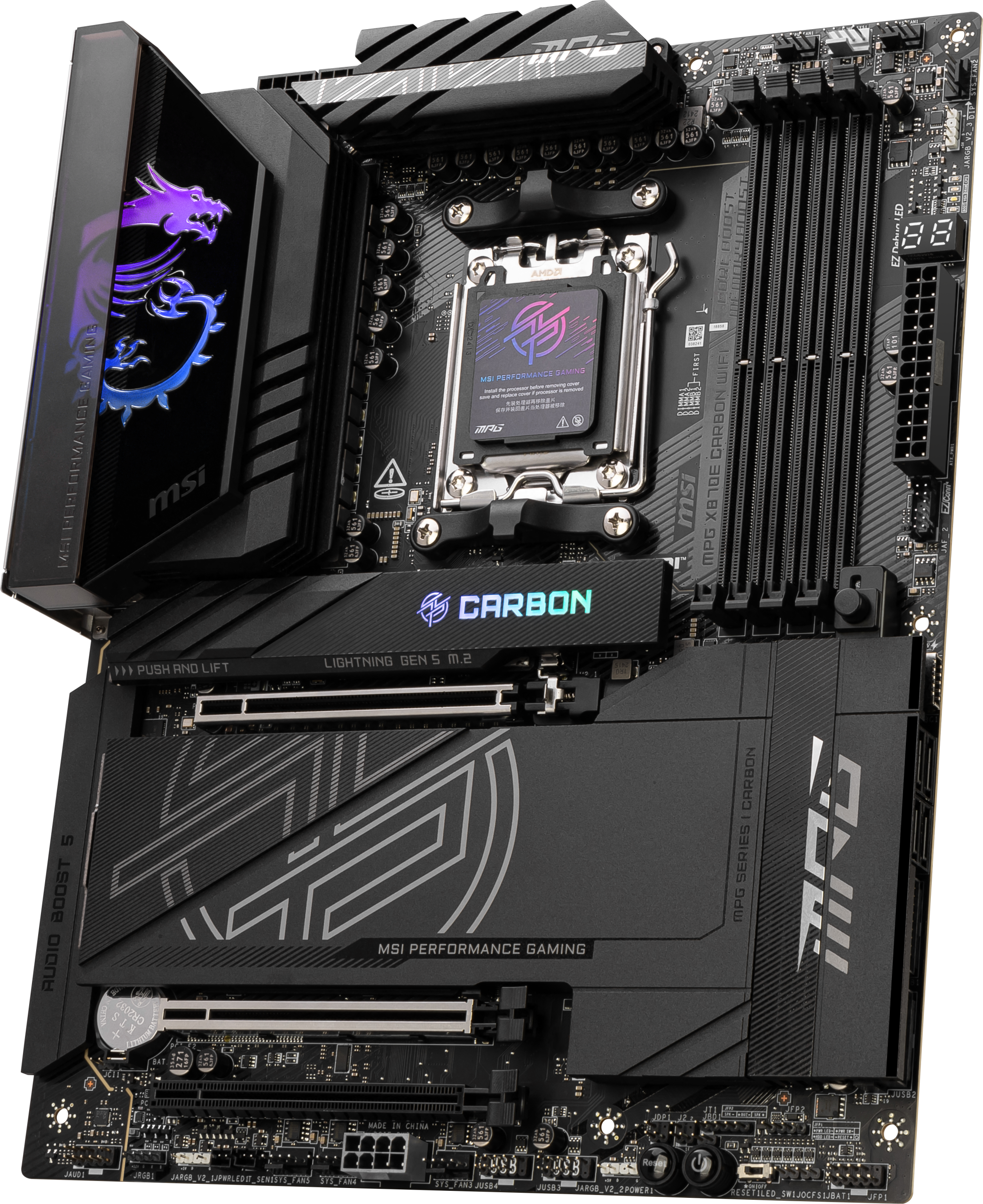 MSI MPG X870E Carbon WiFi motherboard, socket AM5, AMD X870E, ATX, DDR5