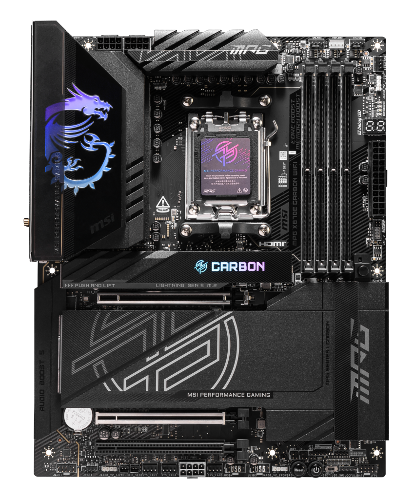 MSI MPG X870E Carbon WiFi motherboard, socket AM5, AMD X870E, ATX, DDR5