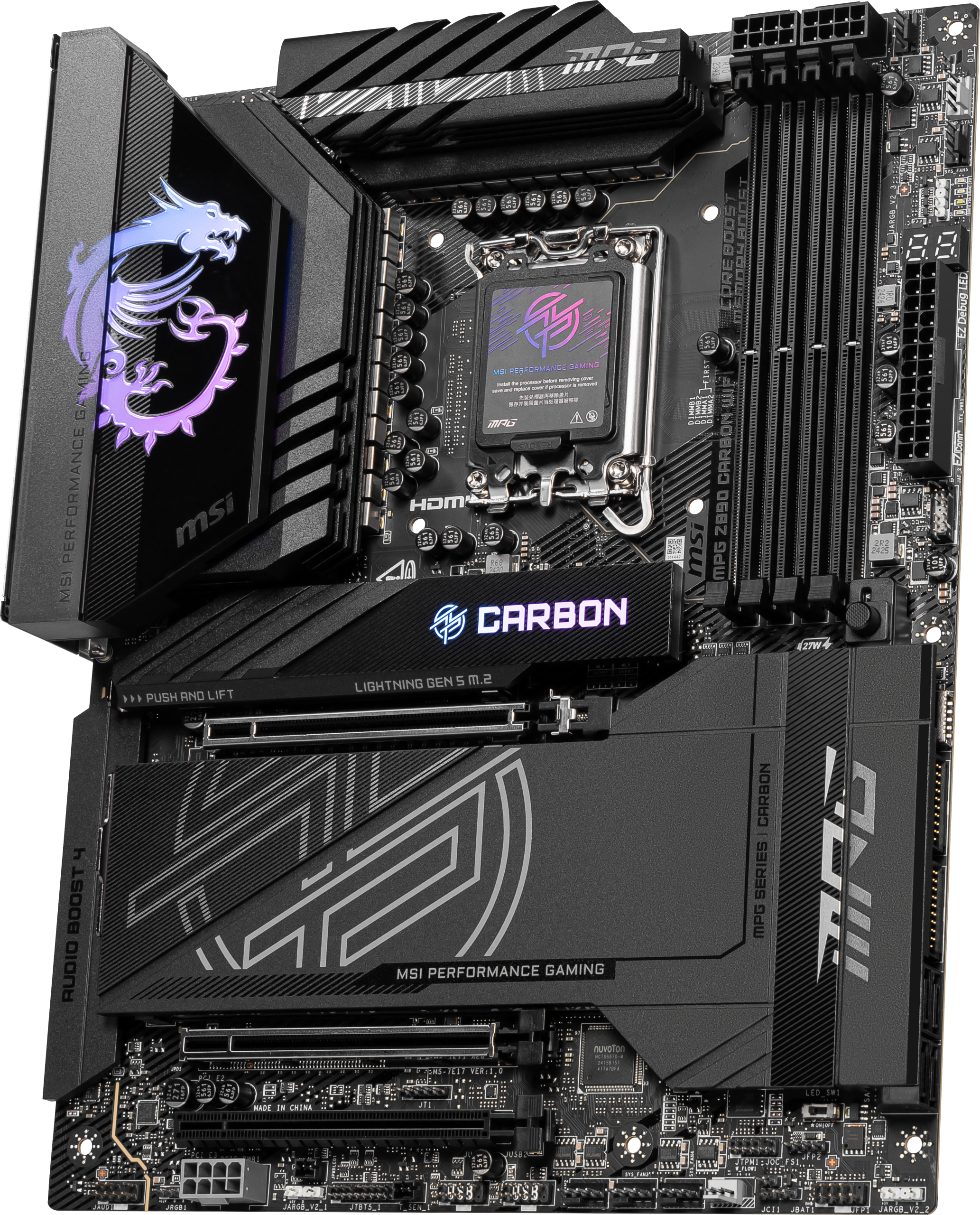MSI MPG Z890 Carbon WIFI motherboard, socket LGA 1851, Intel Z890, ATX, DDR5