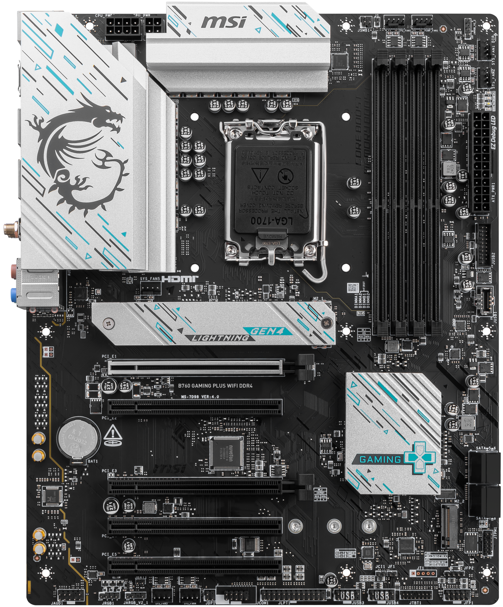 MSI B760 Gaming Plus WiFi, Intel B760 motherboard - Socket 1700, DDR4