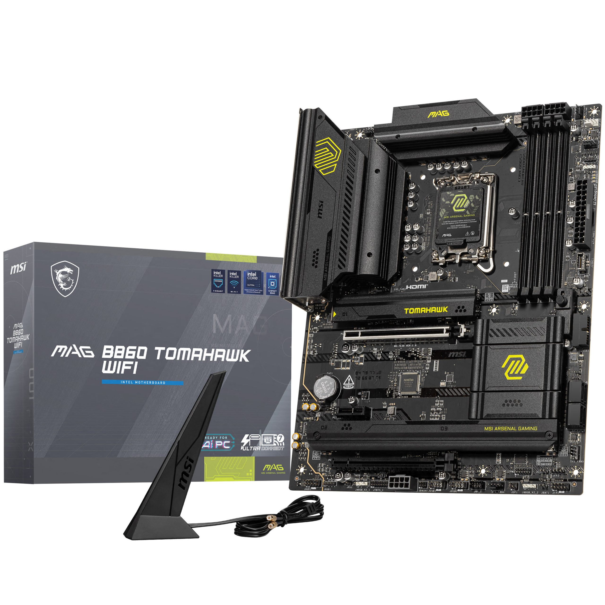 MSI MAG B860 Tomahawk WiFi motherboard, socket LGA 1851, Intel B860, ATX, DDR5
