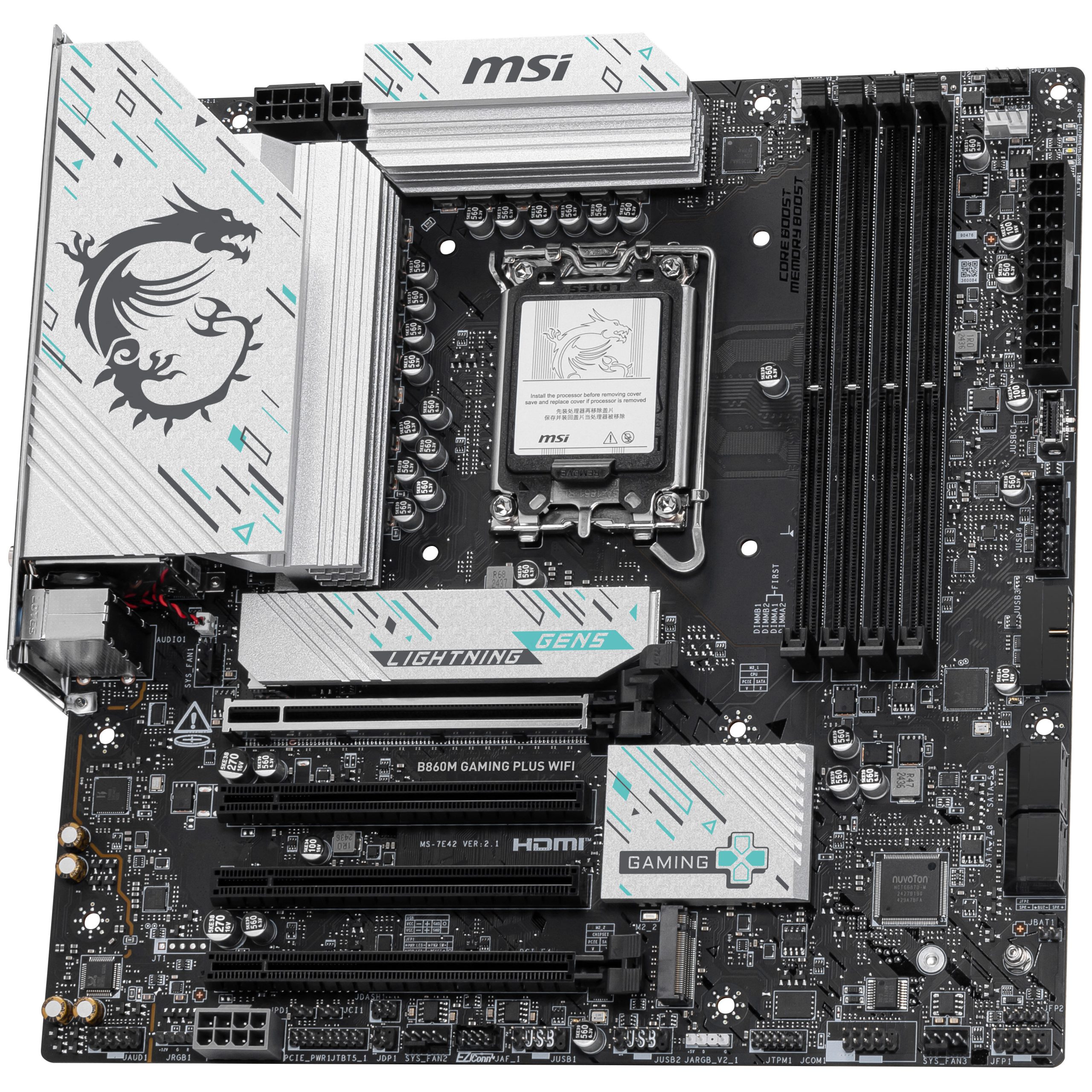 MSI B860M Gaming Plus WiFi motherboard, socket LGA 1851, Intel B860, mATX, DDR5